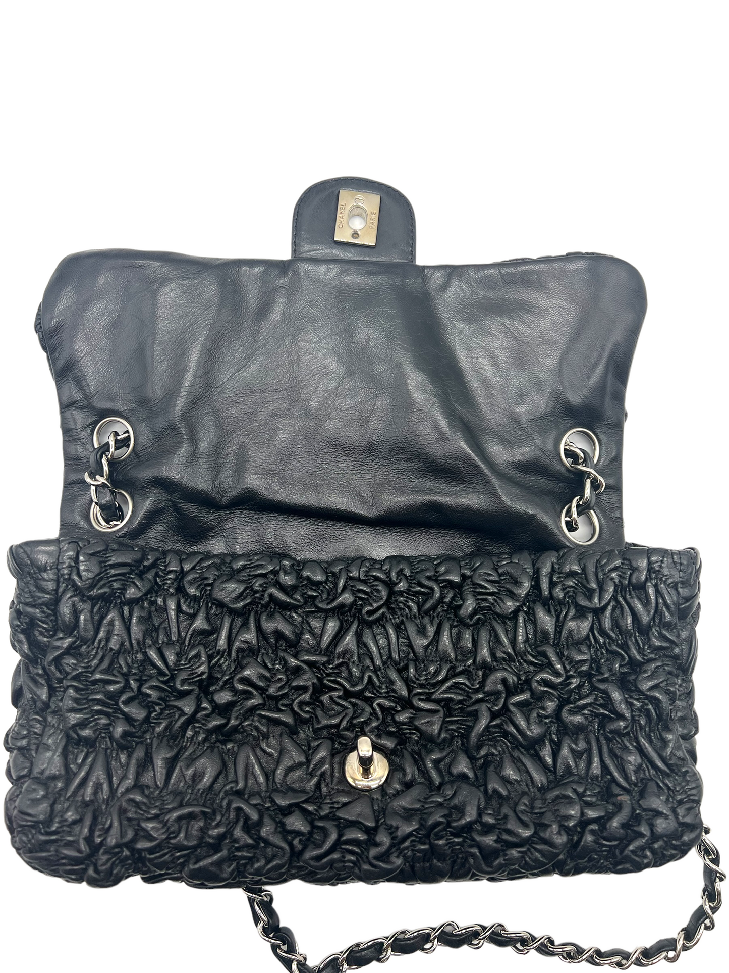 Chanel 2006-2008 Black Lambskin Astrakhan Flap Chain Shoulder Bag