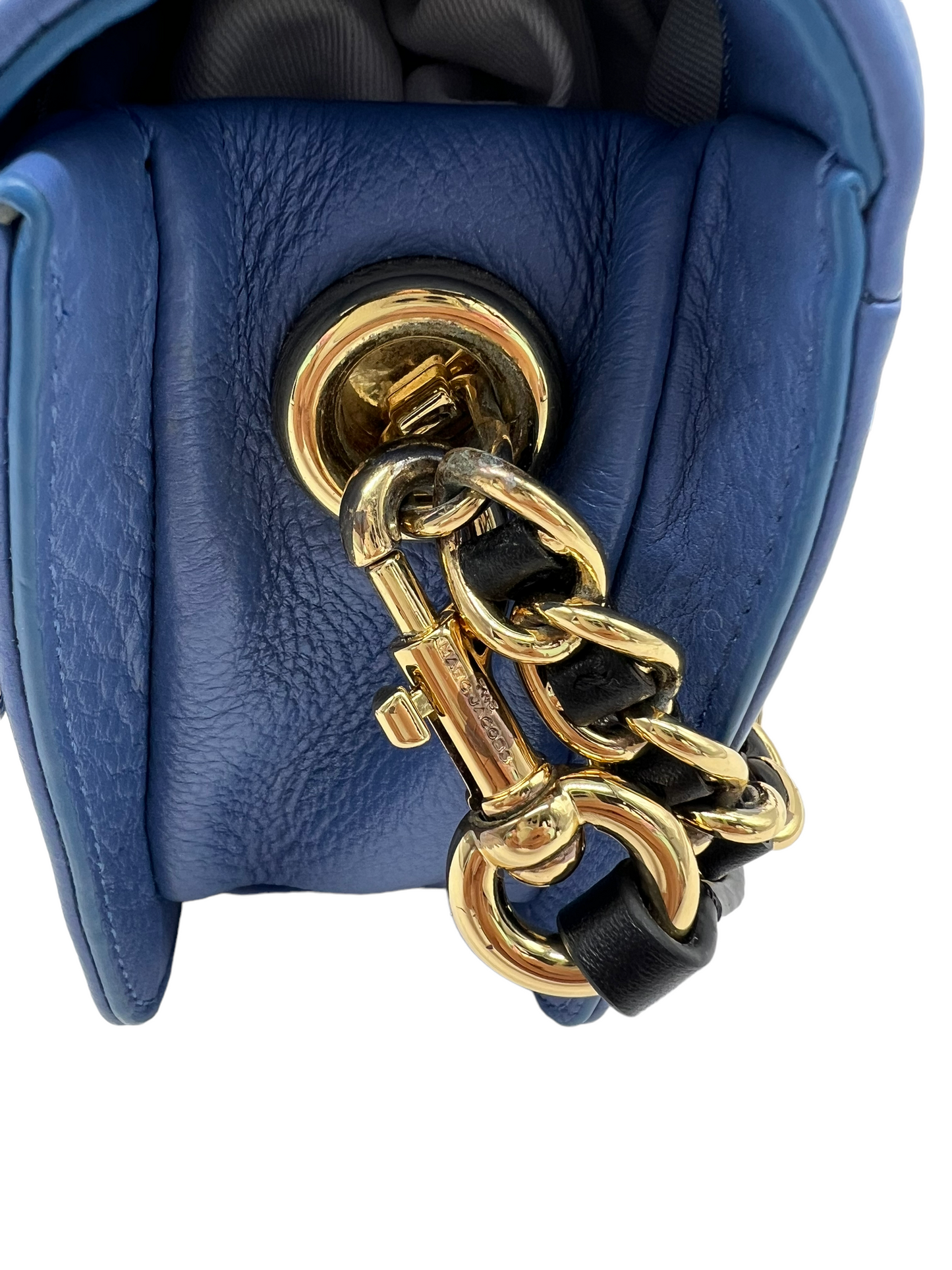 Marc Jacobs Blue Leather The Mini Cushion Bag