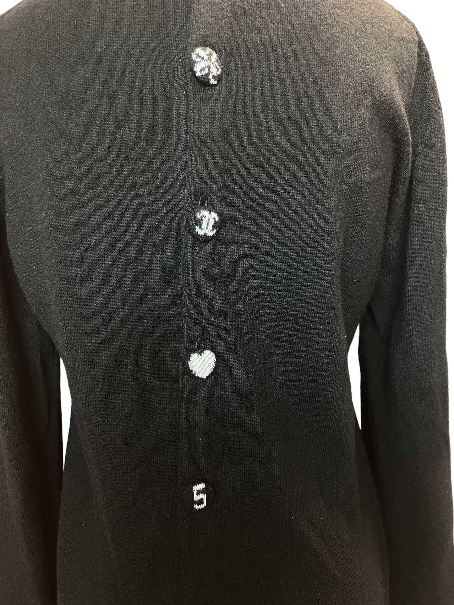 Chanel Black Cashmere 02A Logo Buttons Size 46 Sweater