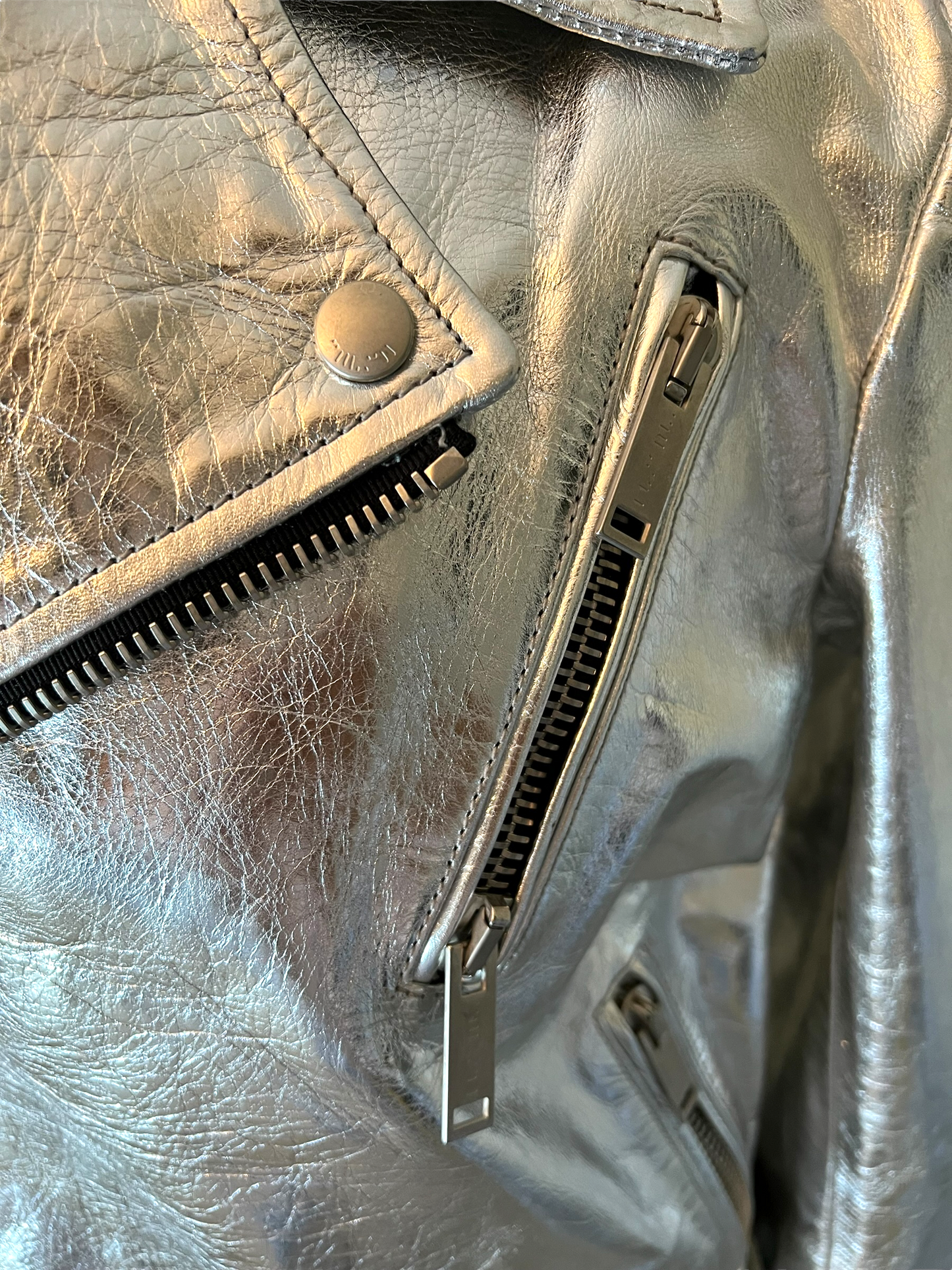 Ben Taverniti Unravel Project Silver Leather Size 44 Biker Jacket