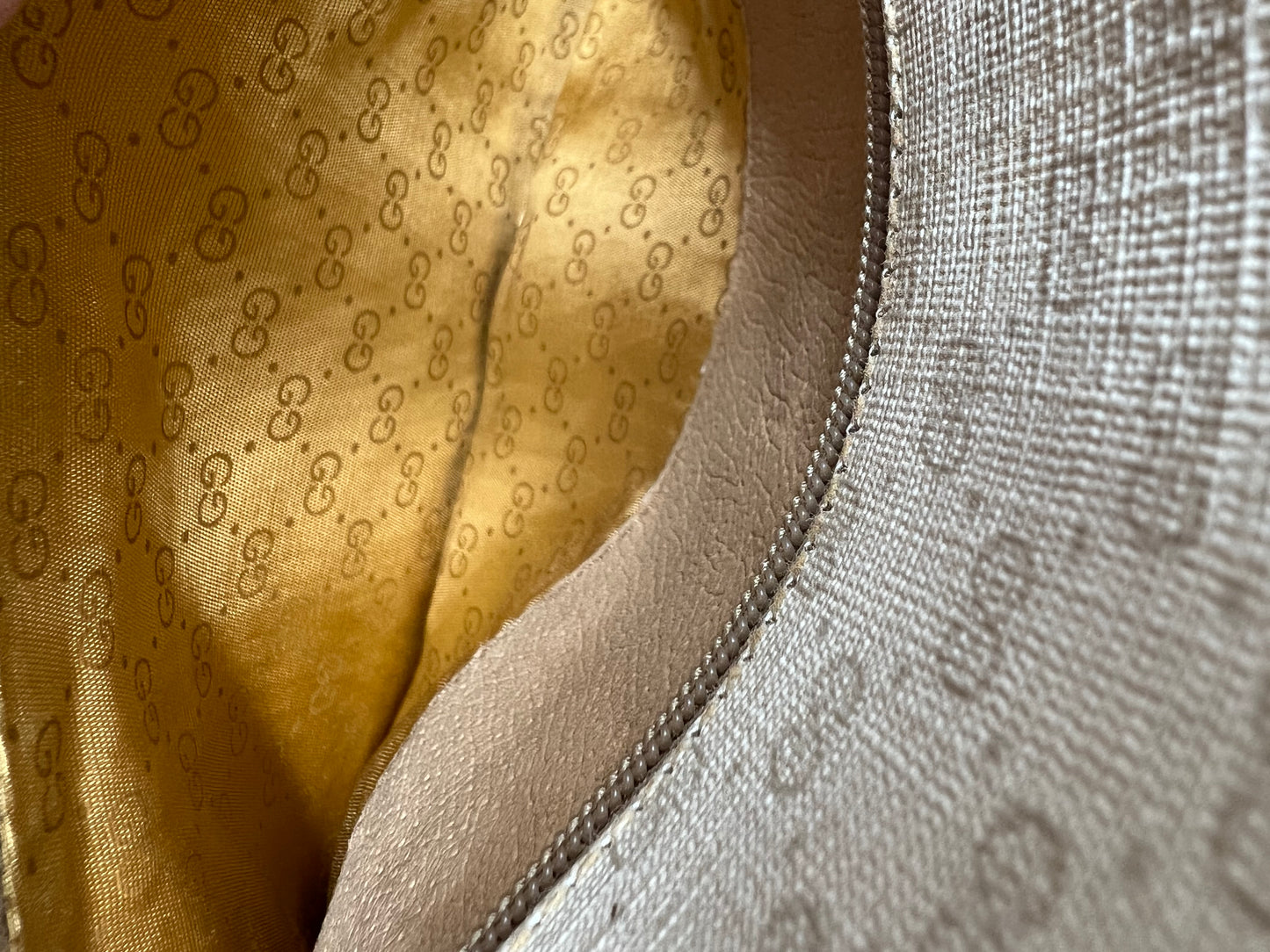 Gucci Cream Tan Vintage GG Crossbody Shoulder Bag