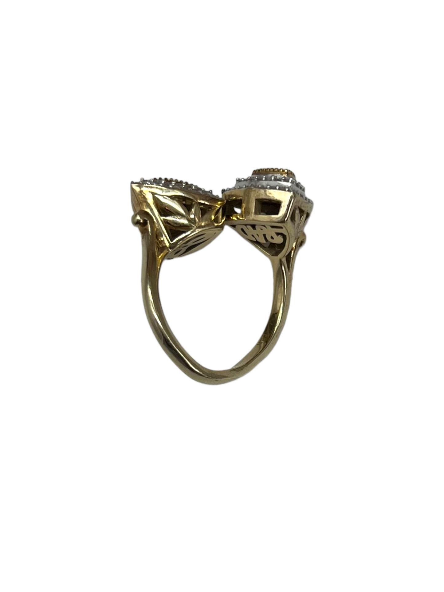 Michael Drechsler Gold Plated Sterling Silver Pave Diamond Size 7 Pyramid Cuff Ring