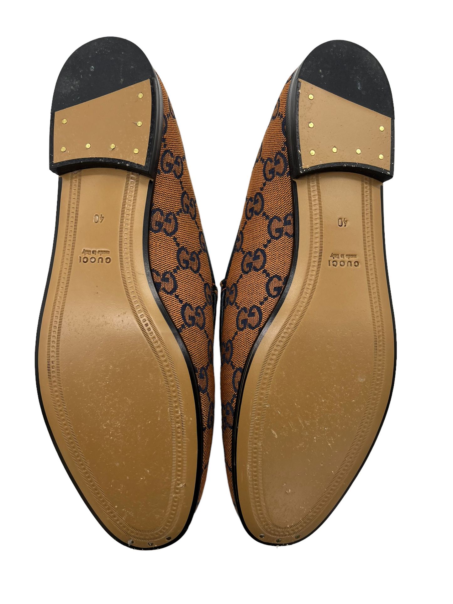 Gucci Orange & Navy GG Canvas Size 40 Jordaan Loafers