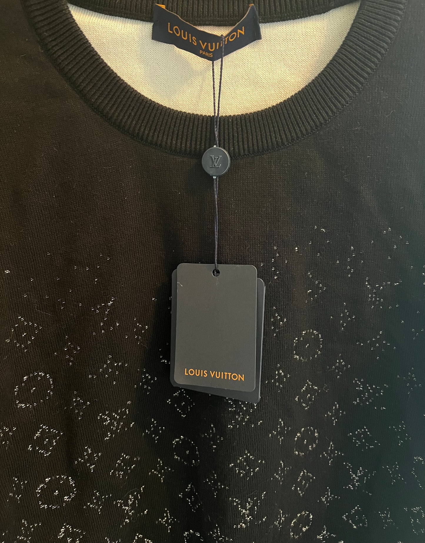 Louis Vuitton Black & White Men's Size L Lvse Monogram Degrade Crewneck Sweater