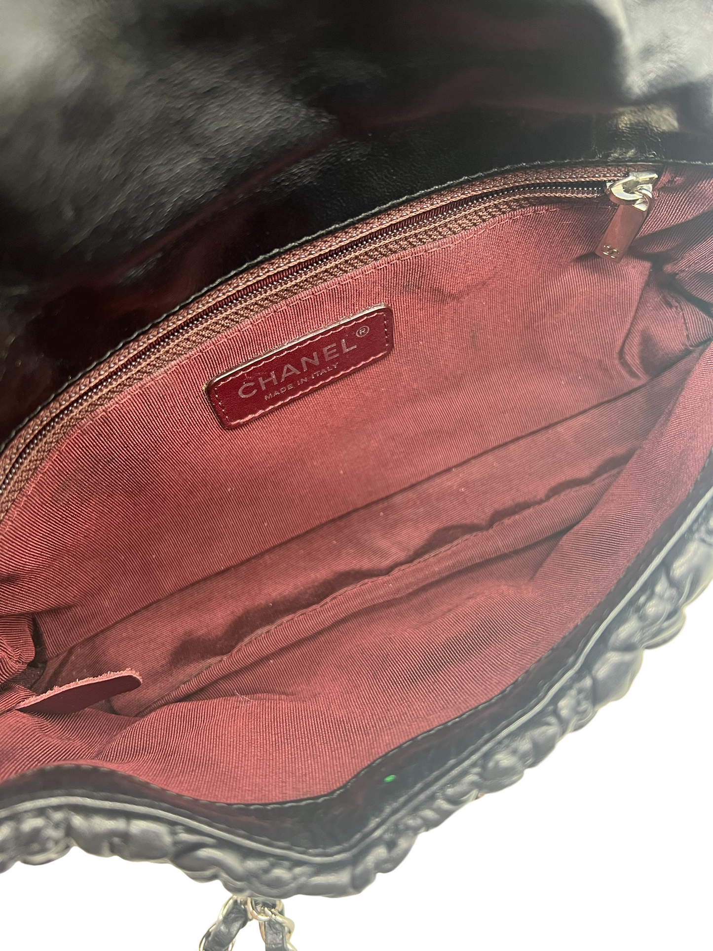 Chanel 2006-2008 Black Lambskin Astrakhan Flap Chain Shoulder Bag