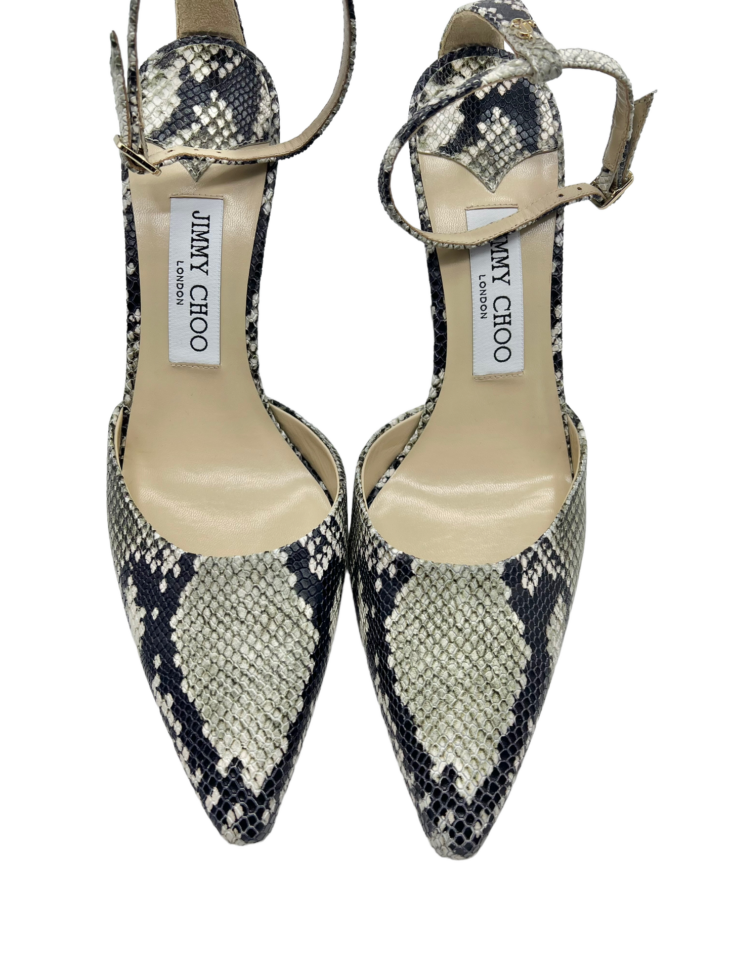 Jimmy Choo Snakeskin Embossed Size 39 Mair 90 Slingback Heels