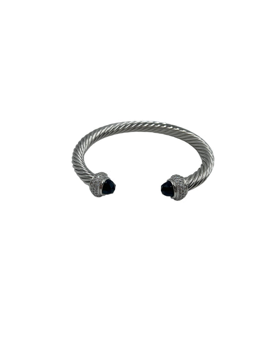 David Yurman Sterling Silver 7mm Onyx Diamond Cable Candy Bracelet