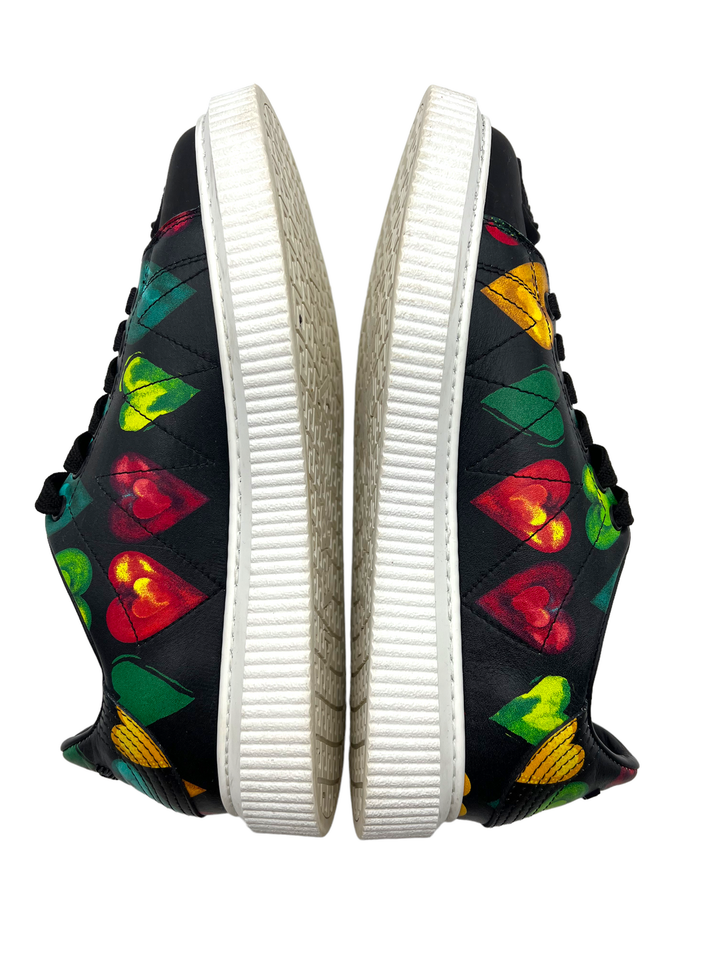 Versace Black Heart Print Medusa Head Low Top Size 38 Sneakers