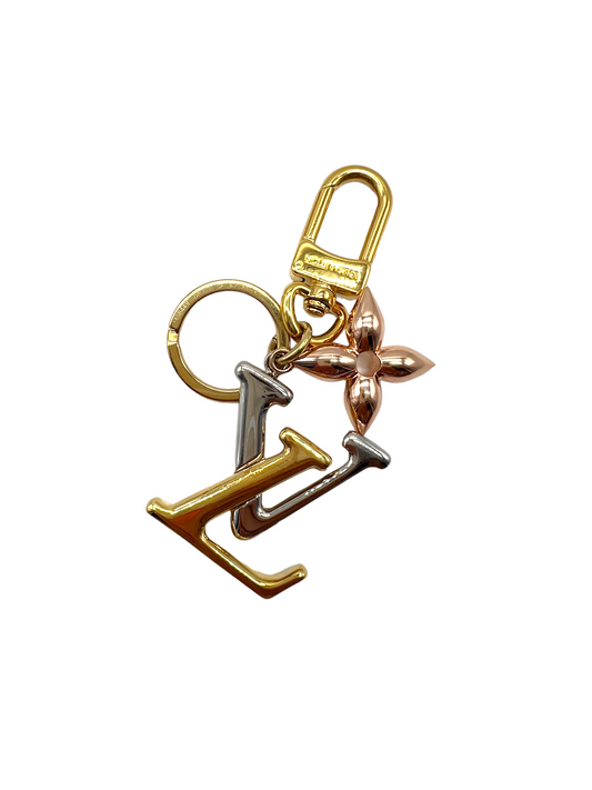 Louis Vuitton Mixed Metal New Wave Logo Keychain