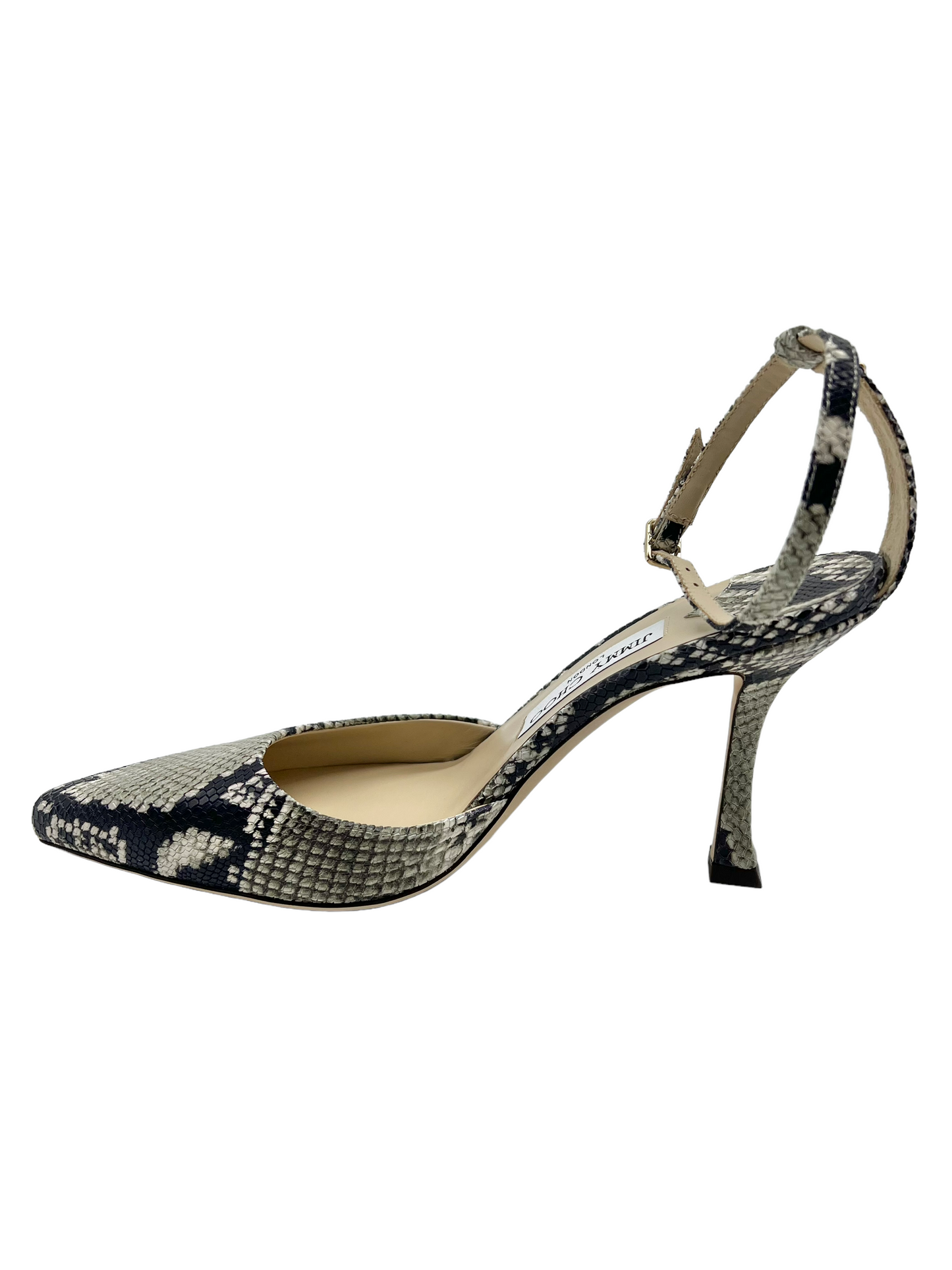 Jimmy Choo Snakeskin Embossed Size 39 Mair 90 Slingback Heels