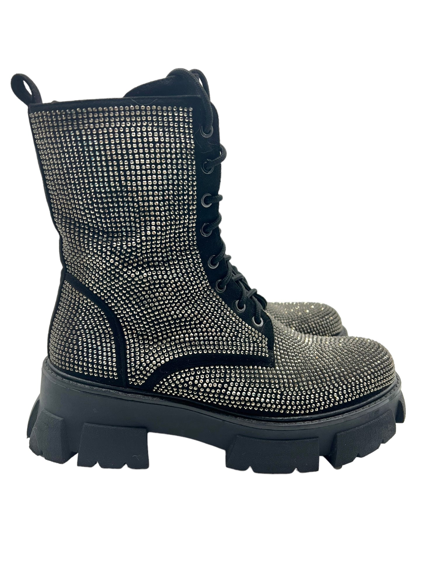 Azalea Wang Black Studded Embellished Size 9 Combat Boots