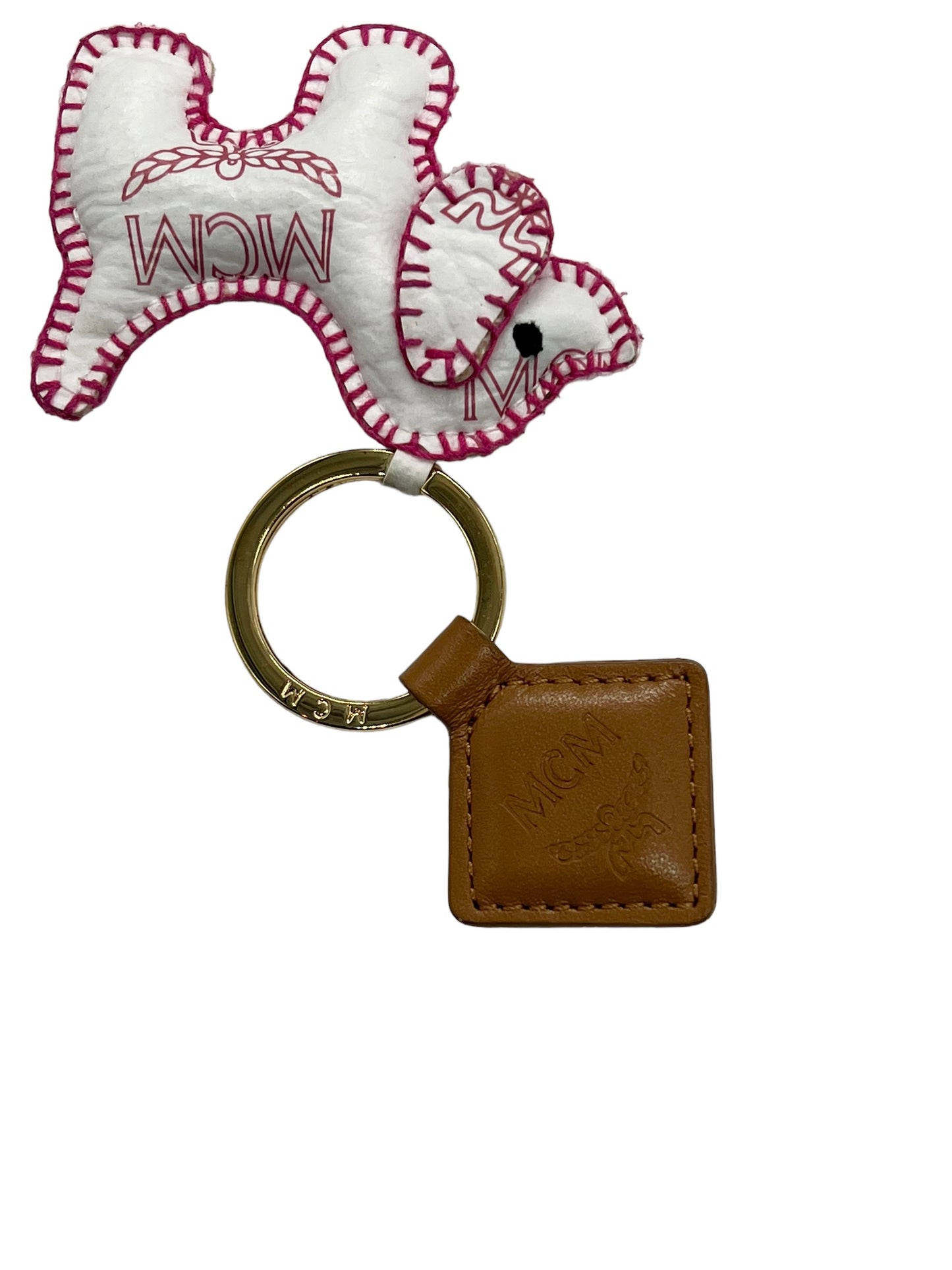 MCM White & Pink Dog Charm