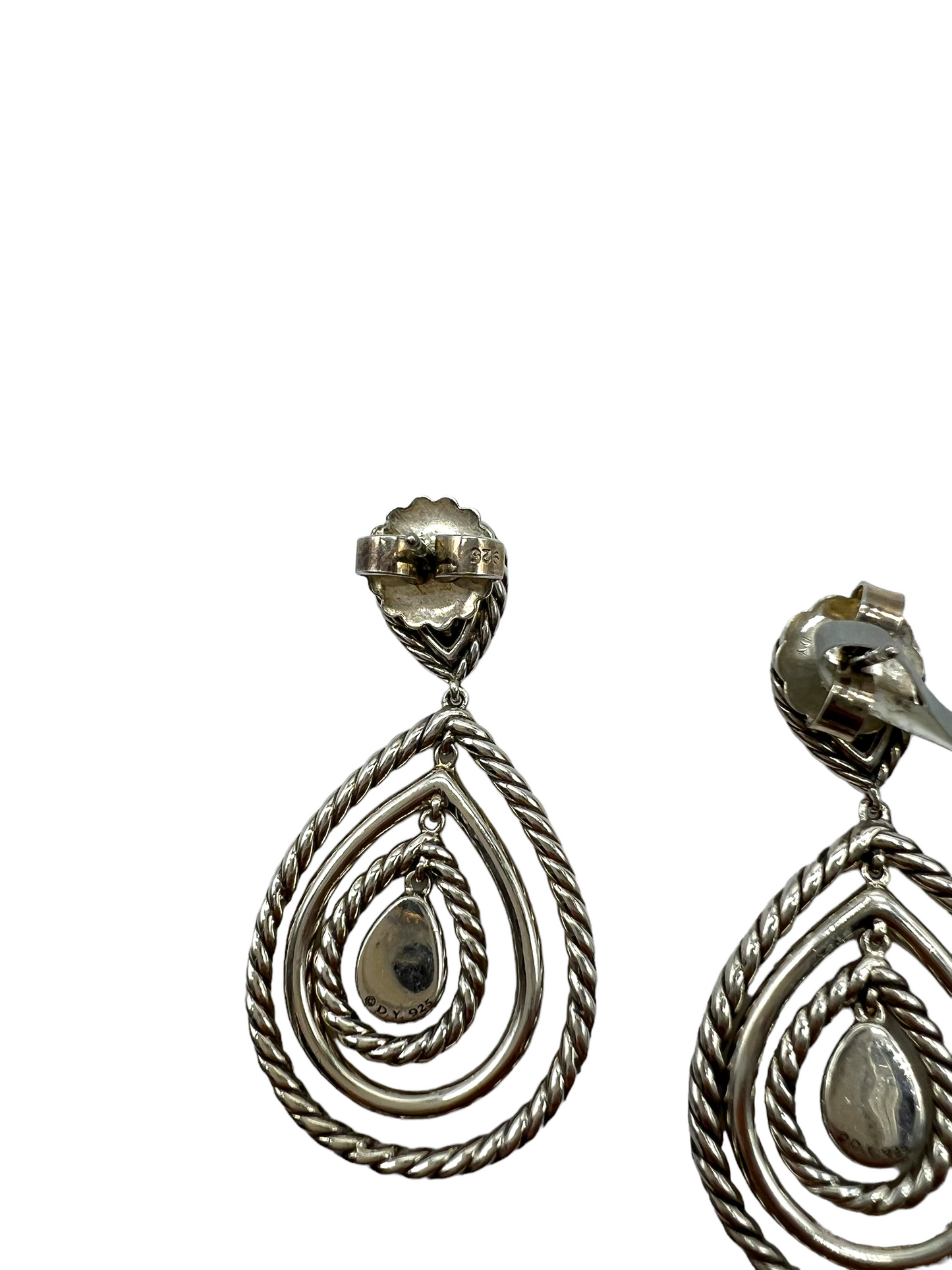 David Yurman Sterling Silver Cabled Diamond Hoop Earrings