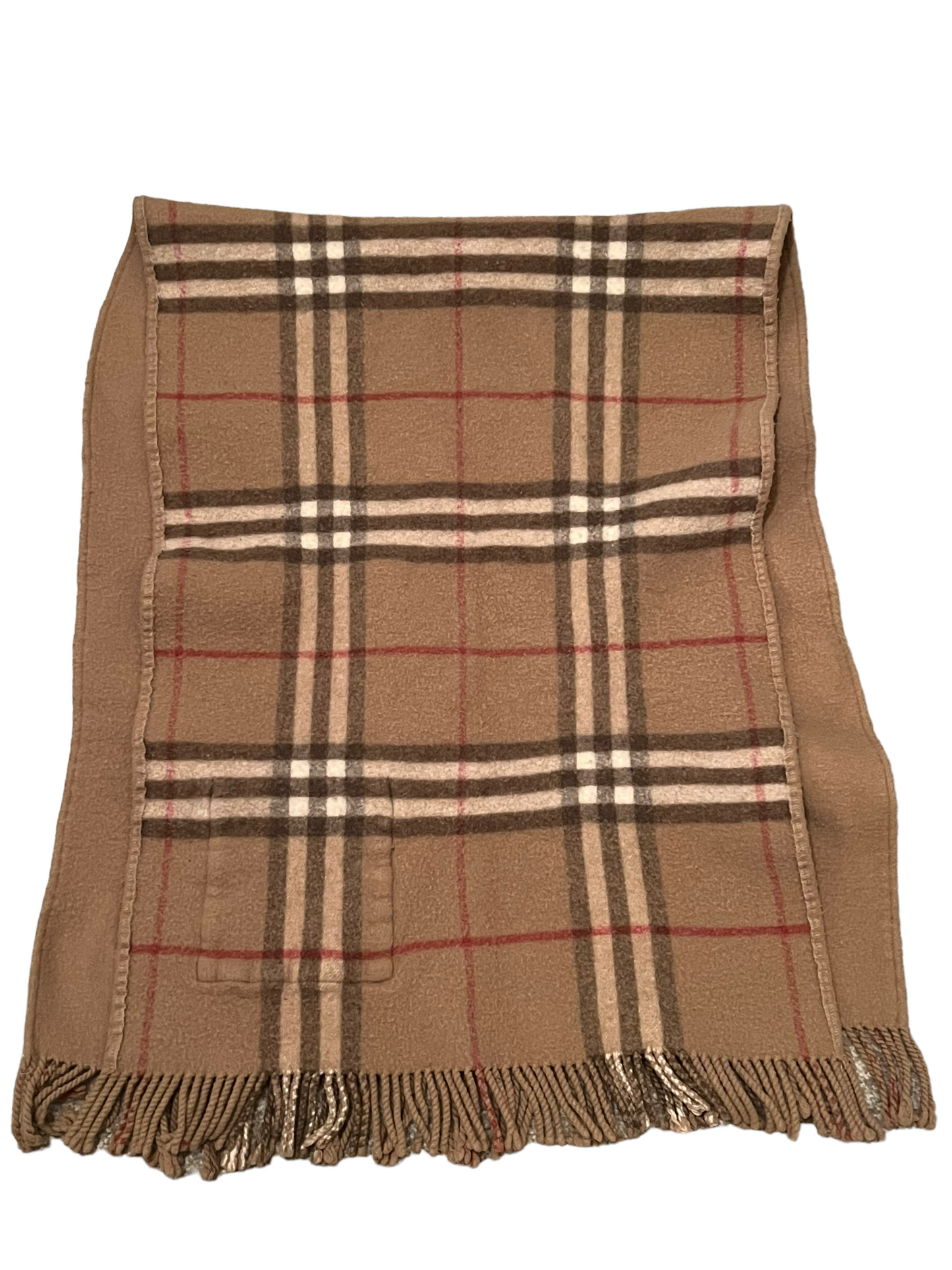Burberry Tan Double Sided Scarf With Pockets
