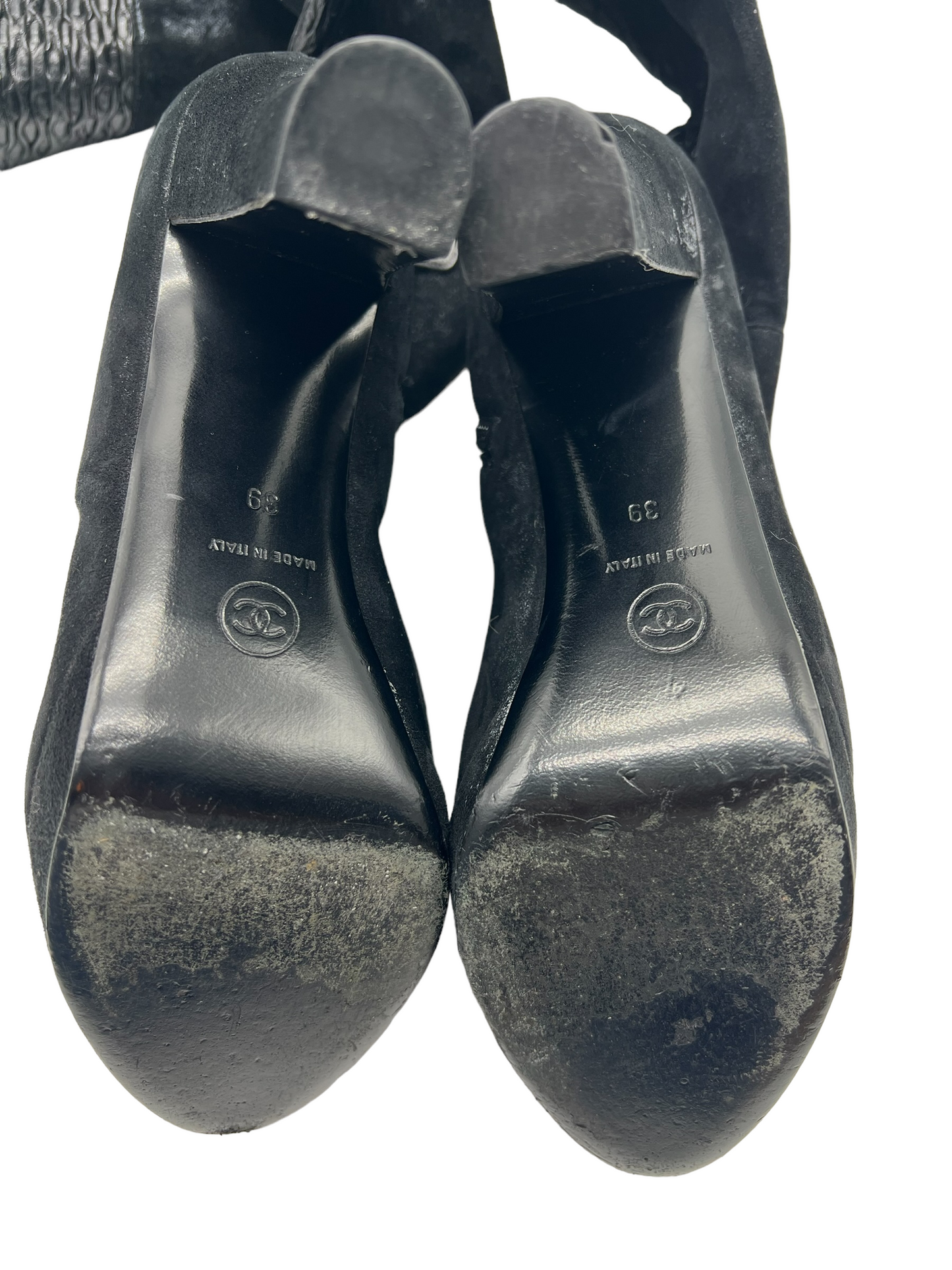 Chanel Thigh High Suede Lambskin Size 39 Boots