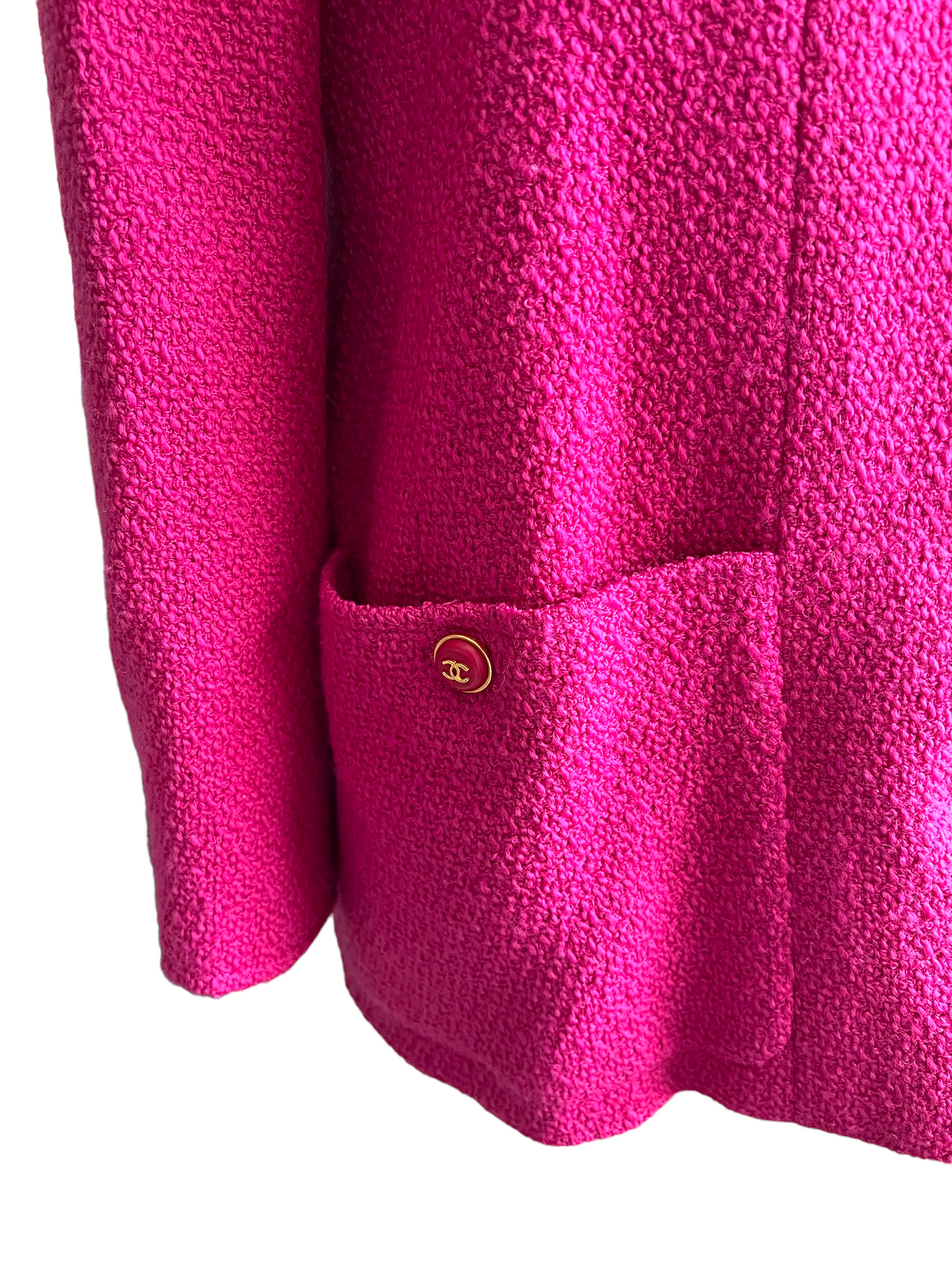 Chanel Fuschia Tweed 95A Size 42 Blazer Jacket