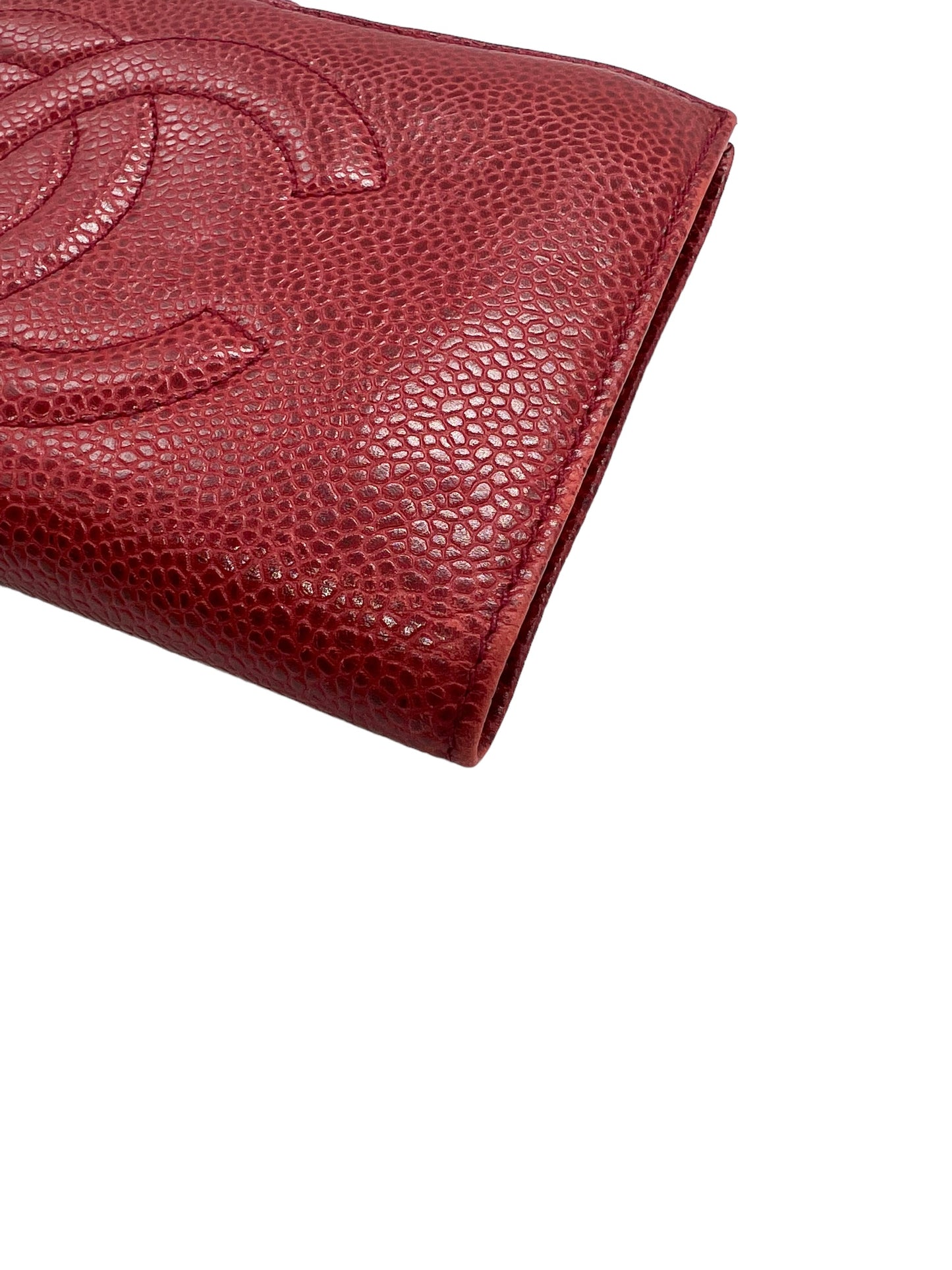 Chanel Red Caviar Vintage 1991-1994 Timeless French Purse Wallet