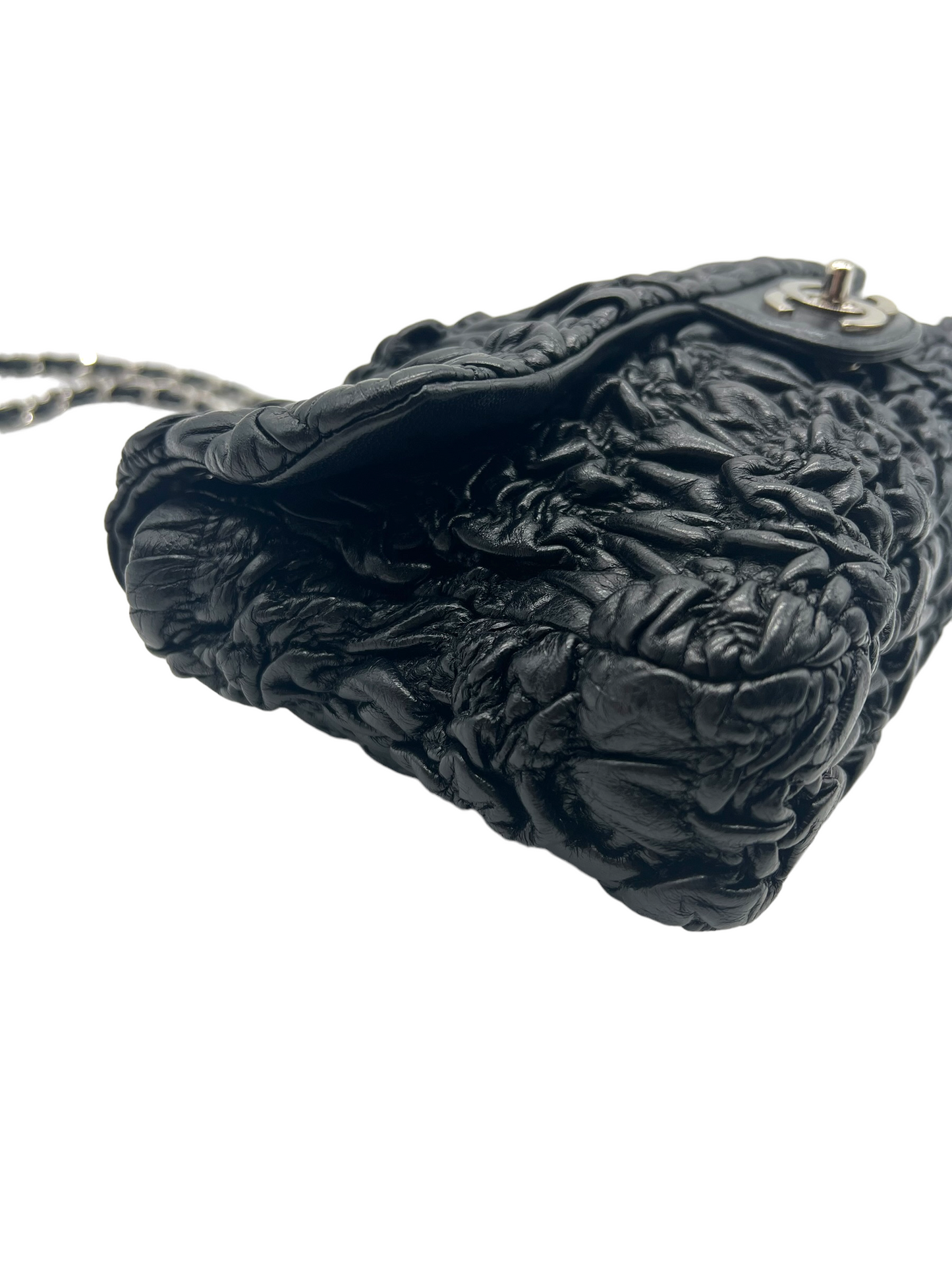 Chanel 2006-2008 Black Lambskin Astrakhan Flap Chain Shoulder Bag