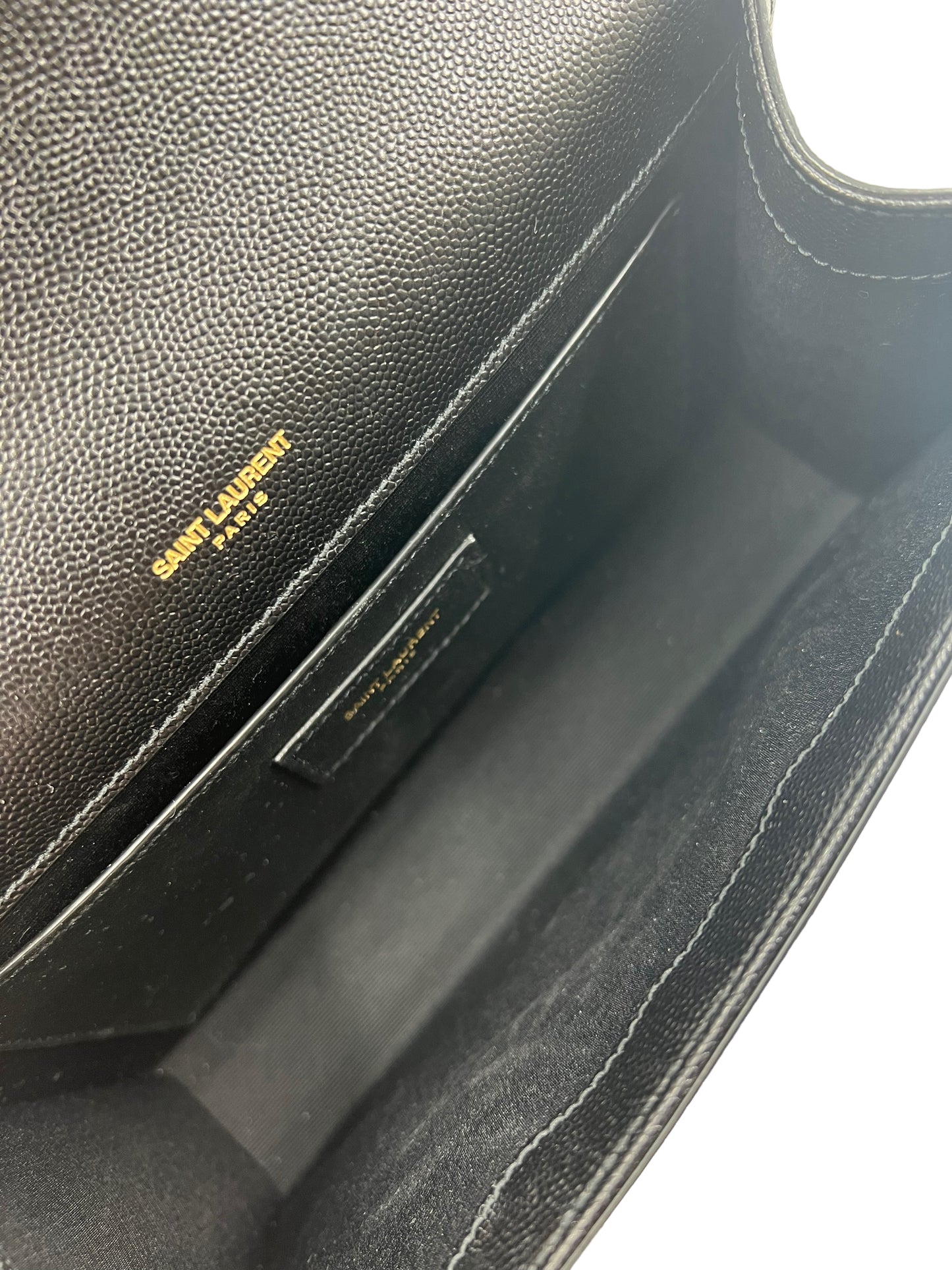 Saint Laurent YSL Black Grain de Poudre Medium Kate Chain Bag