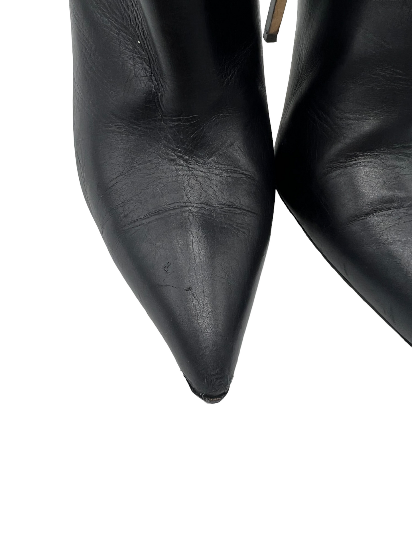 Manolo Blahnik Black Leather Studded Size 38 Boots