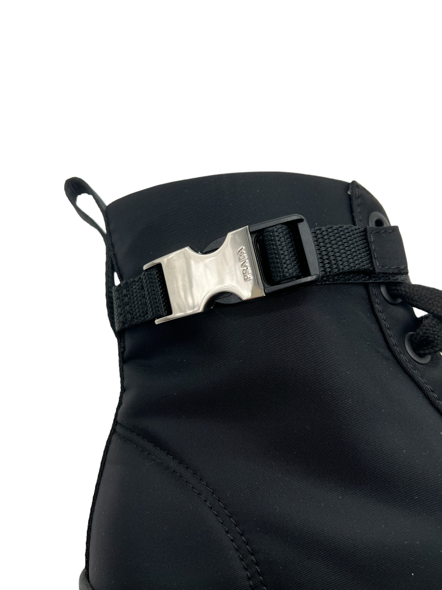 Prada Black Pouch Pocket Nylon Women's Size 40 High Top Sneakers