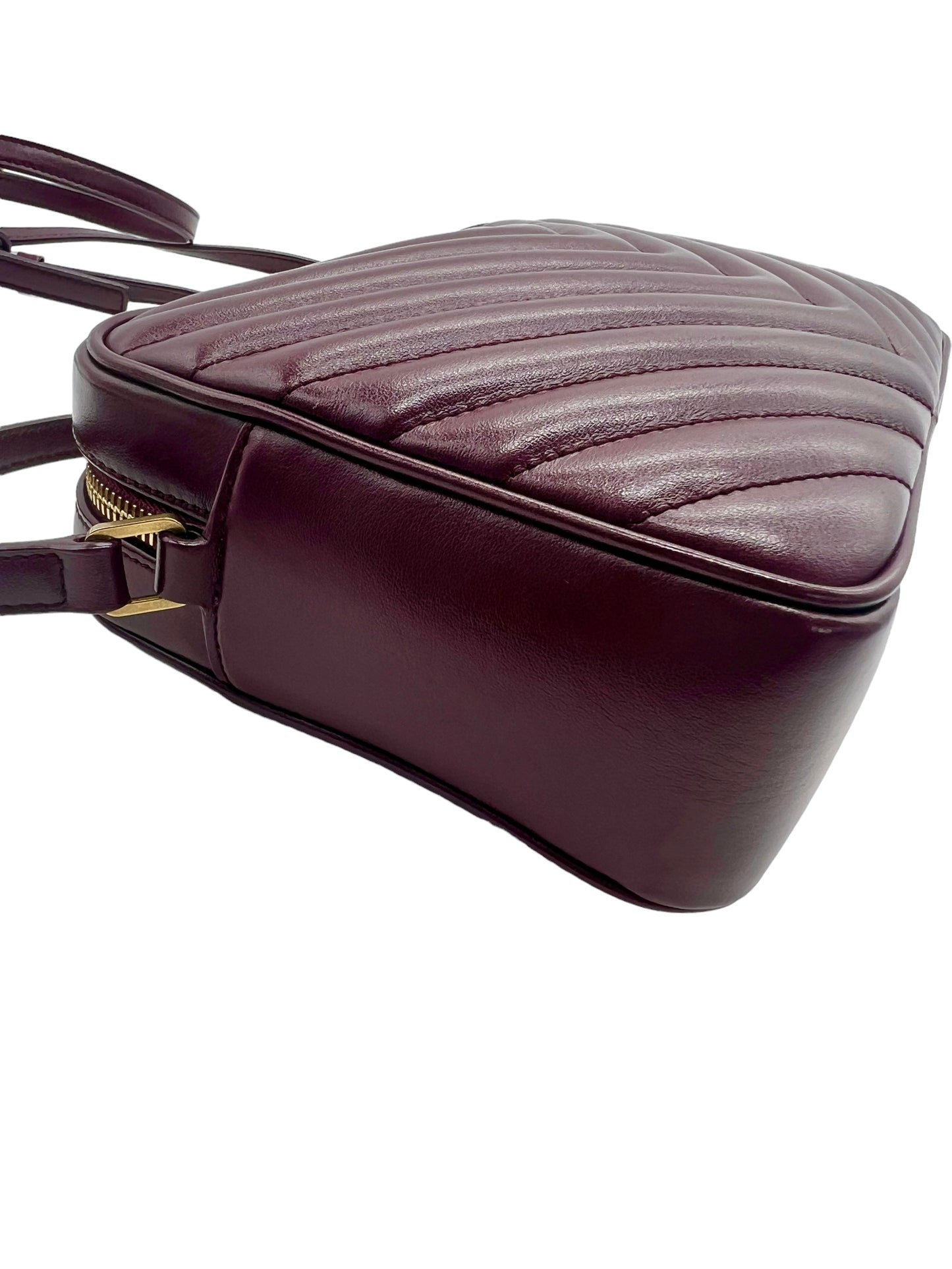 Saint Laurent YSL Burgundy Leather Loulou Camera Bag