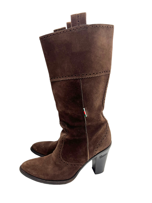 Gucci Brown Suede Size 8.5B Calf Boots