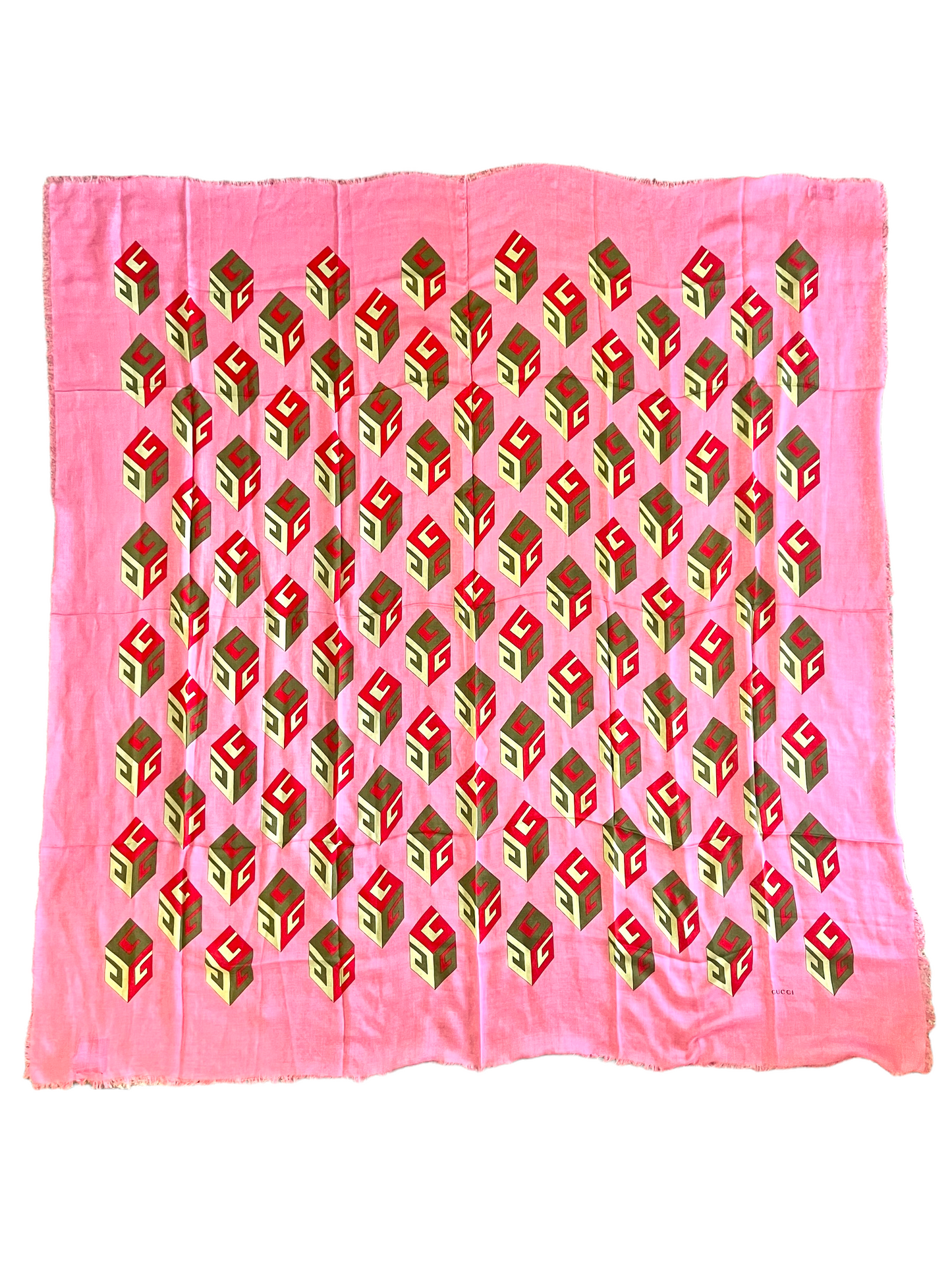 Gucci Pink Cubo Logo Scarf