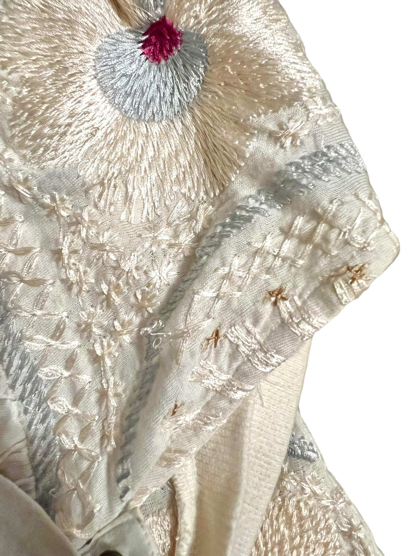 Free People Beige Embroidered Size M Top