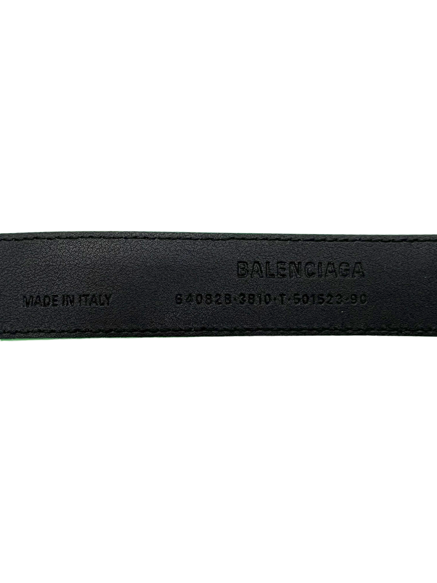 Balenciaga Fluo Green Croc Embossed Thin Hourglass Size 90 Belt