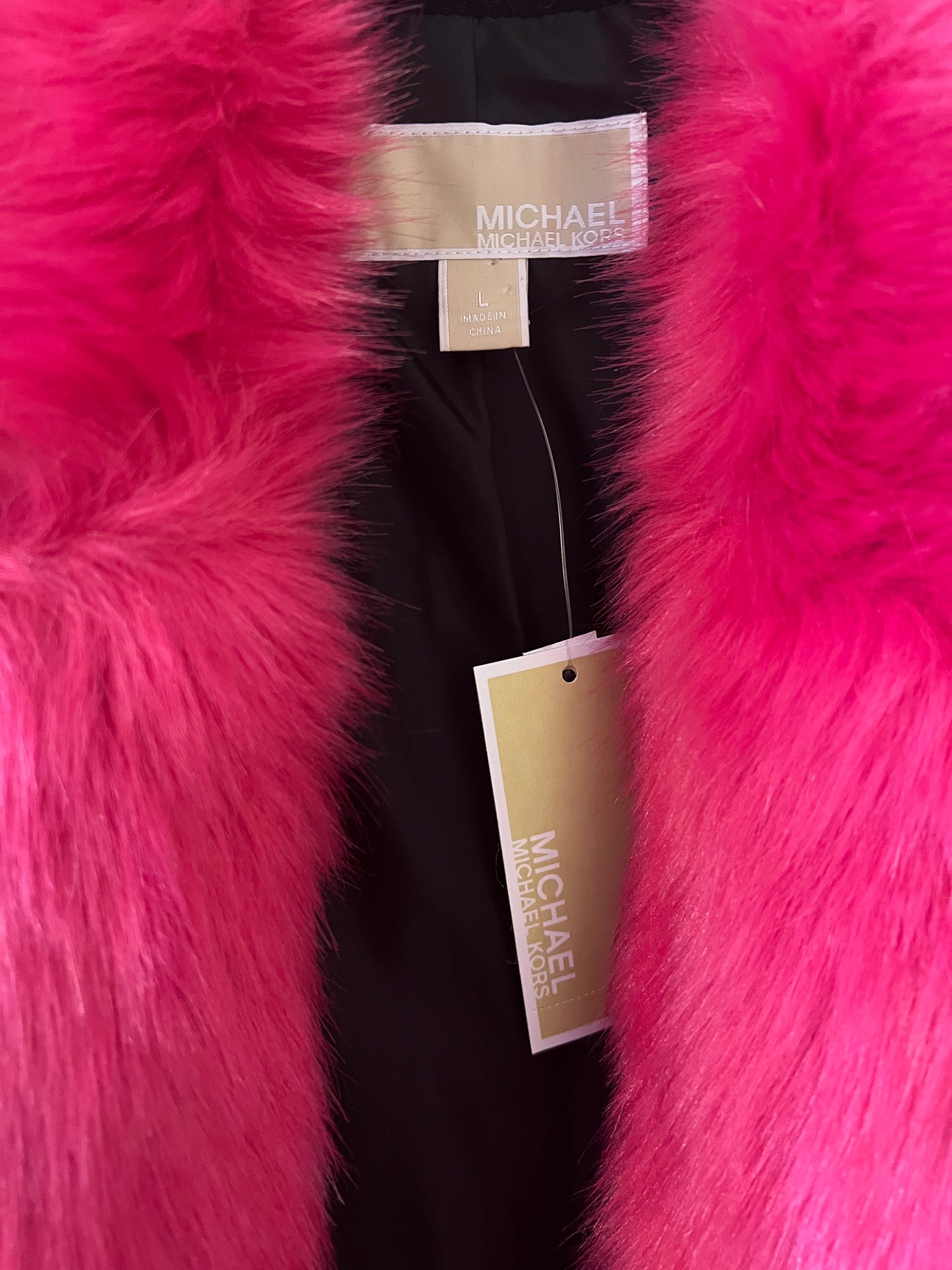 Michael Kors Electric Pink Faux Fur Size L Jacket