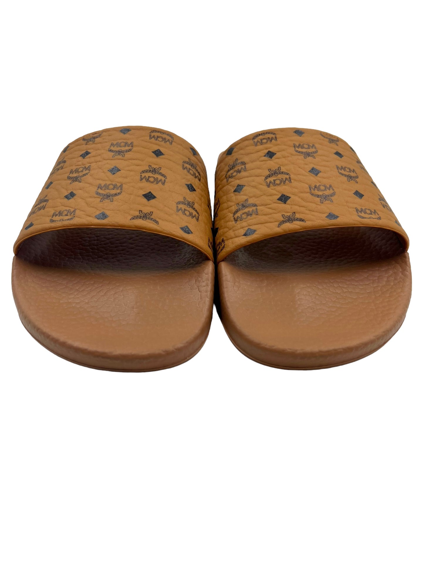 MCM Size 39 Tan Heritage Visetos Pool Slides