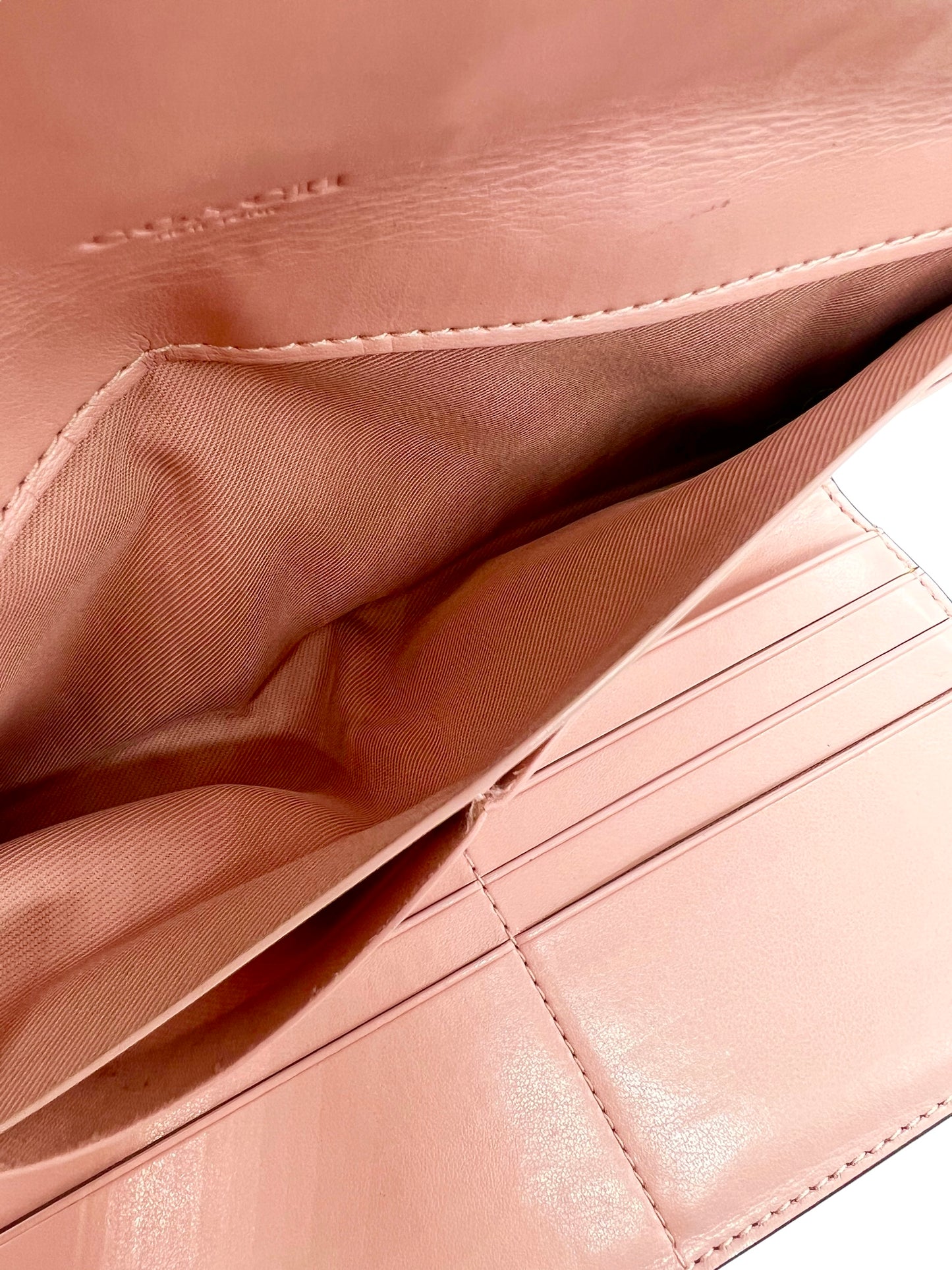 Coach Brown Signature Print Pink Flap Wallet