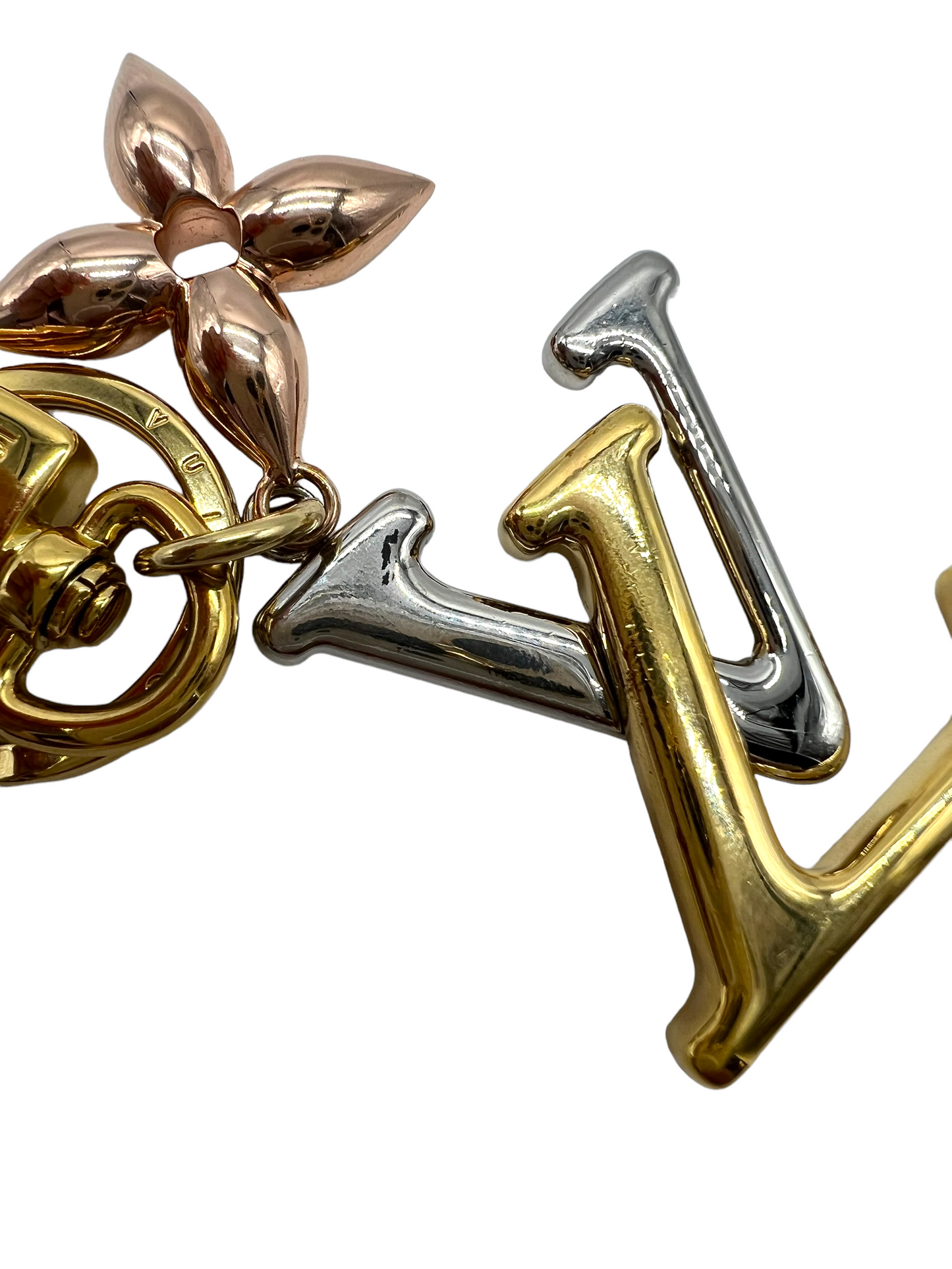 Louis Vuitton Mixed Metal New Wave Logo Keychain