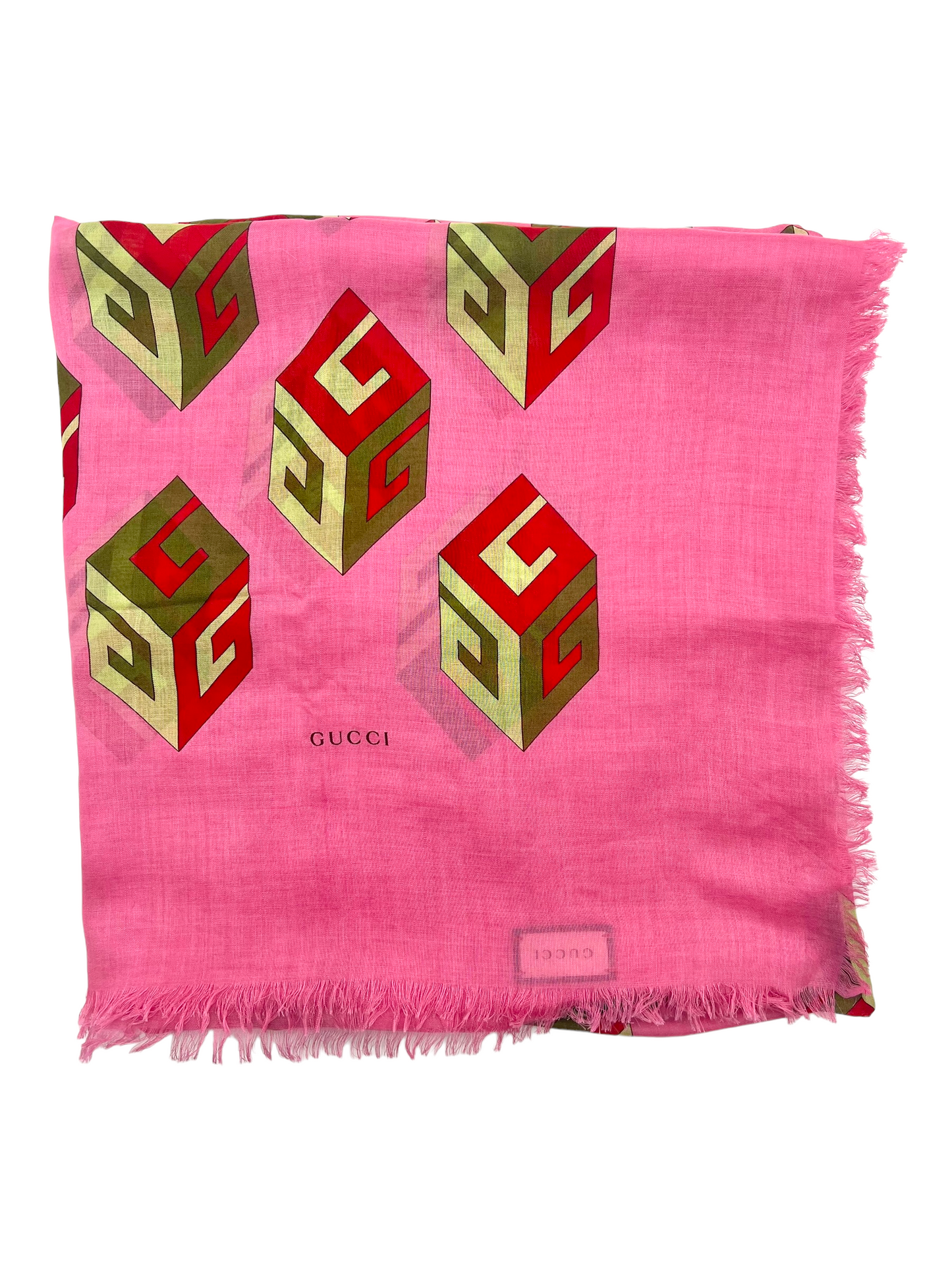 Gucci Pink Cubo Logo Scarf