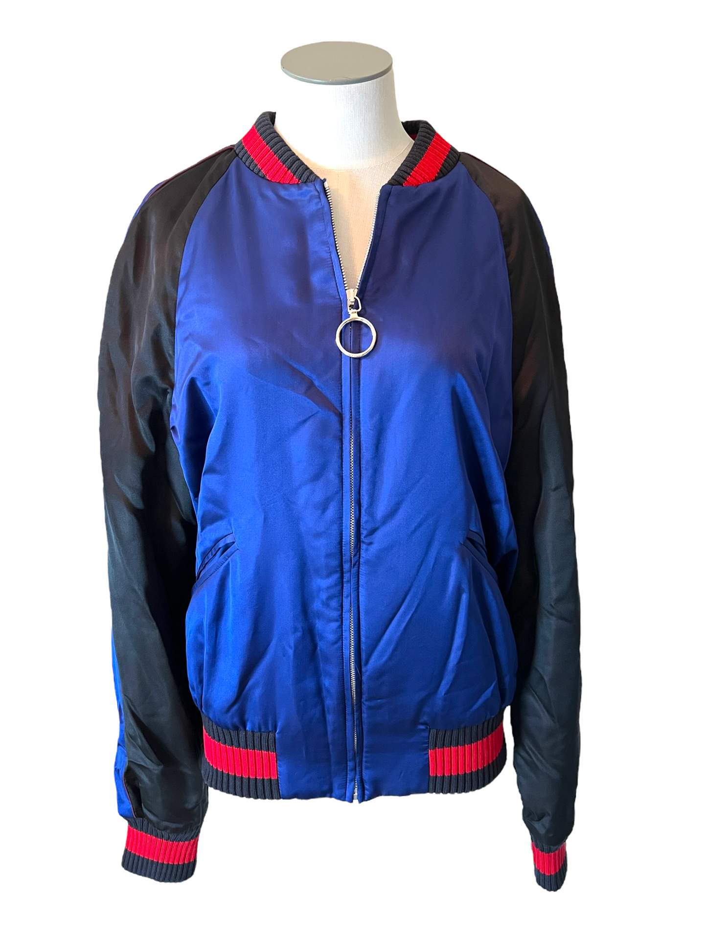 Gucci Silk Blend Crystal Embellished Size 44 Bomber Jacket