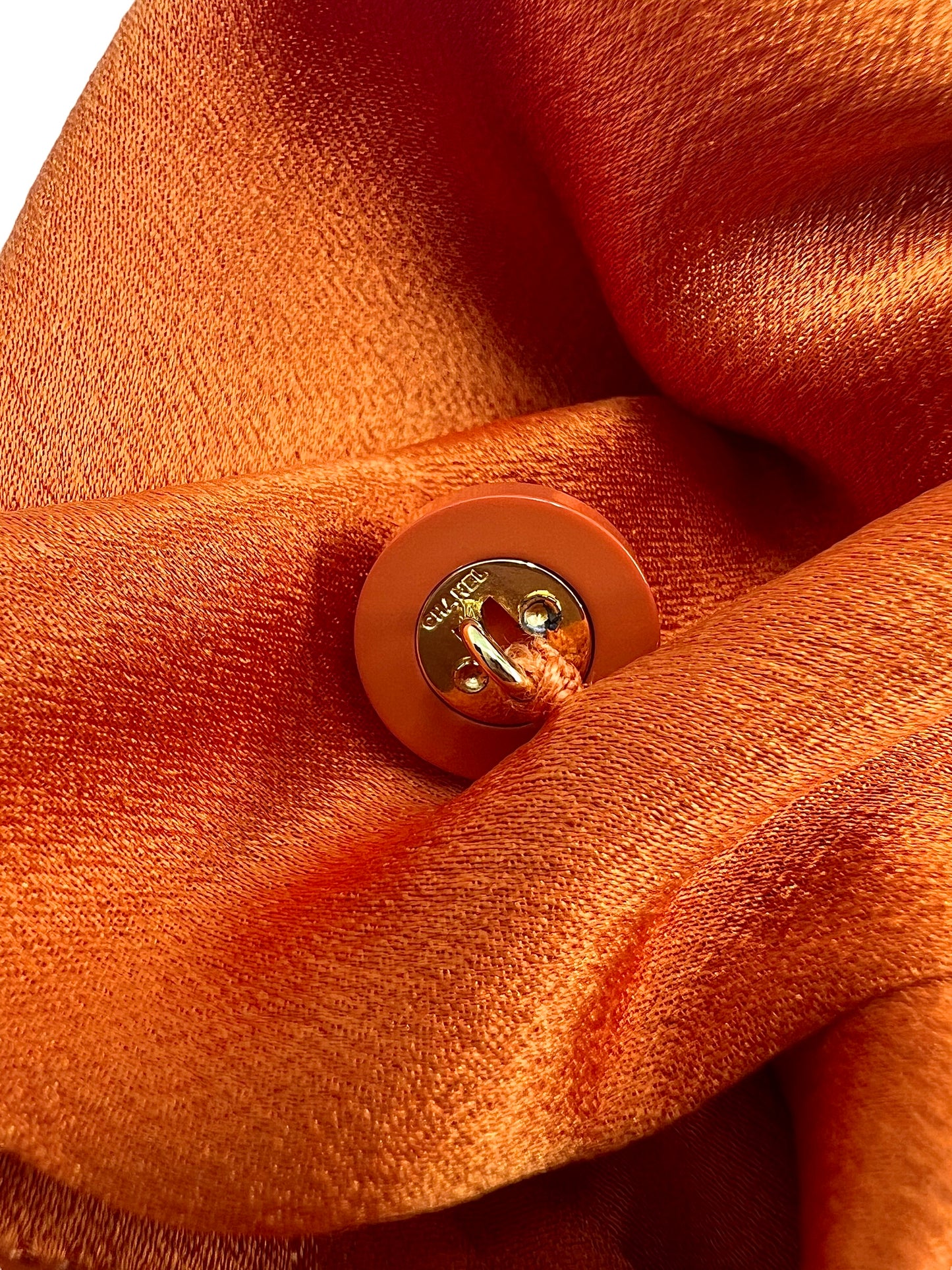 Chanel Vintage 80s Orange Silk Blouse Top