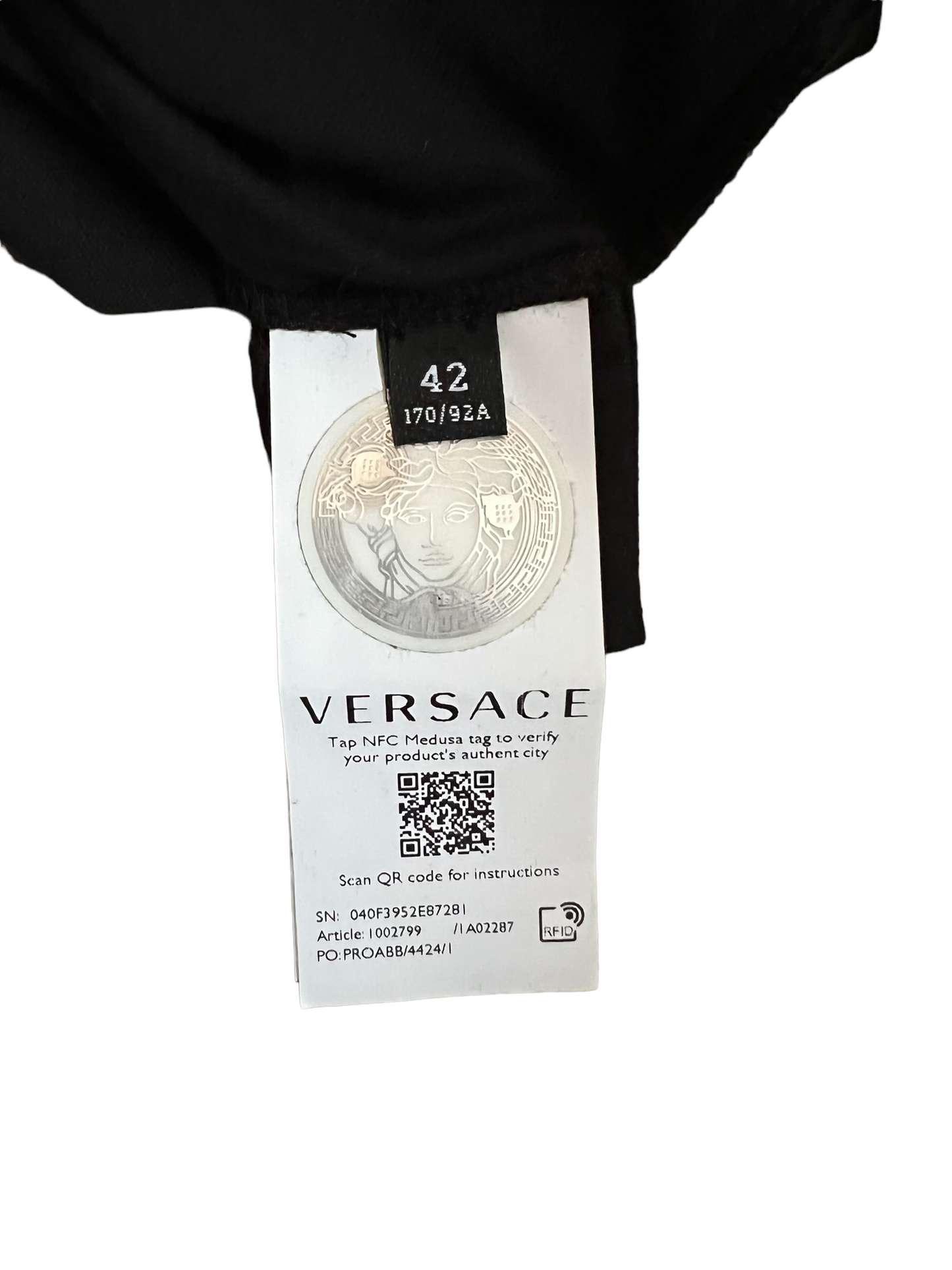 Versace Black Floral Logo Size 42 T-Shirt