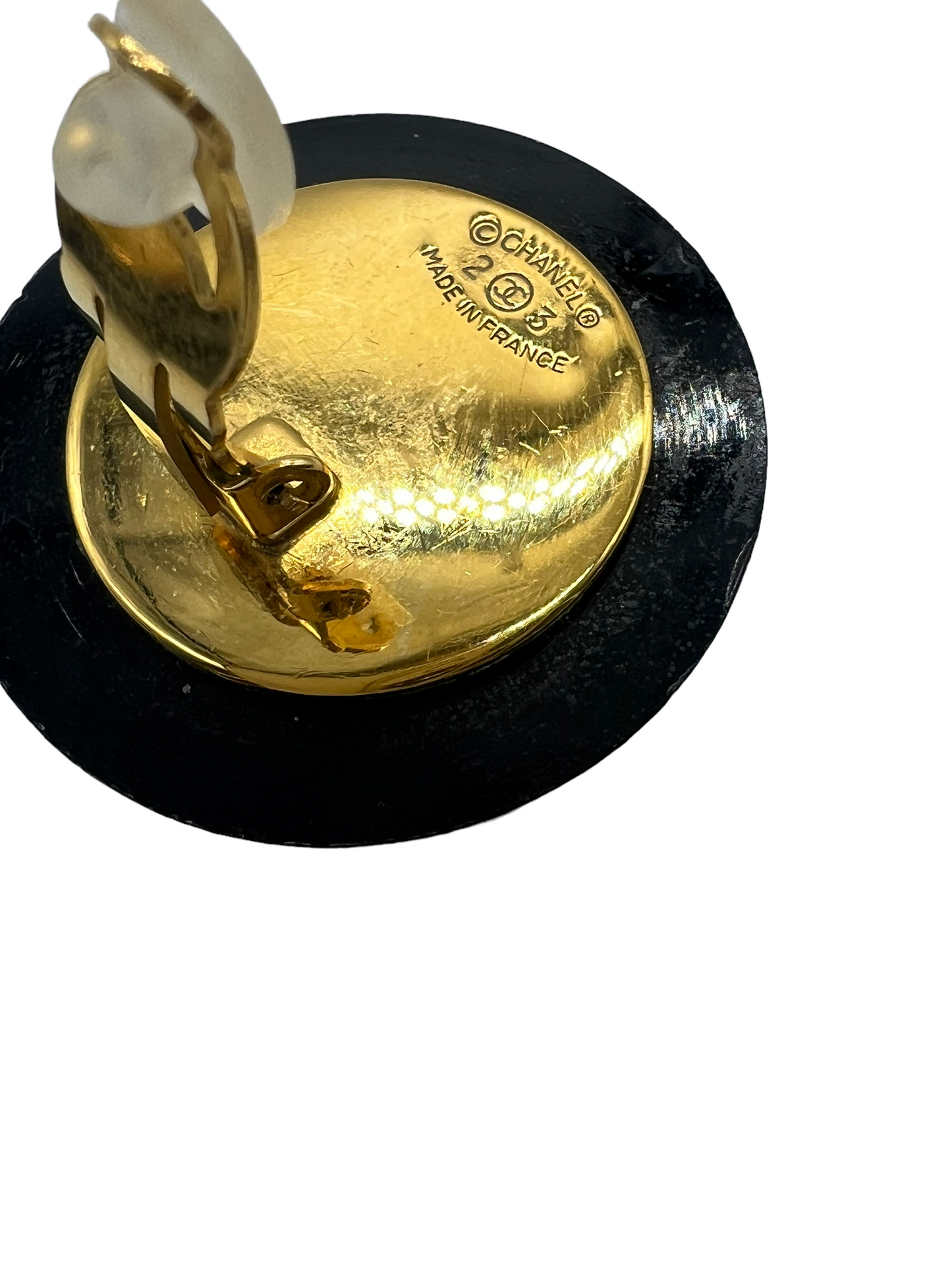 Chanel Black Quilted Vintage Collection 23 Button Motif Clip On Earrings