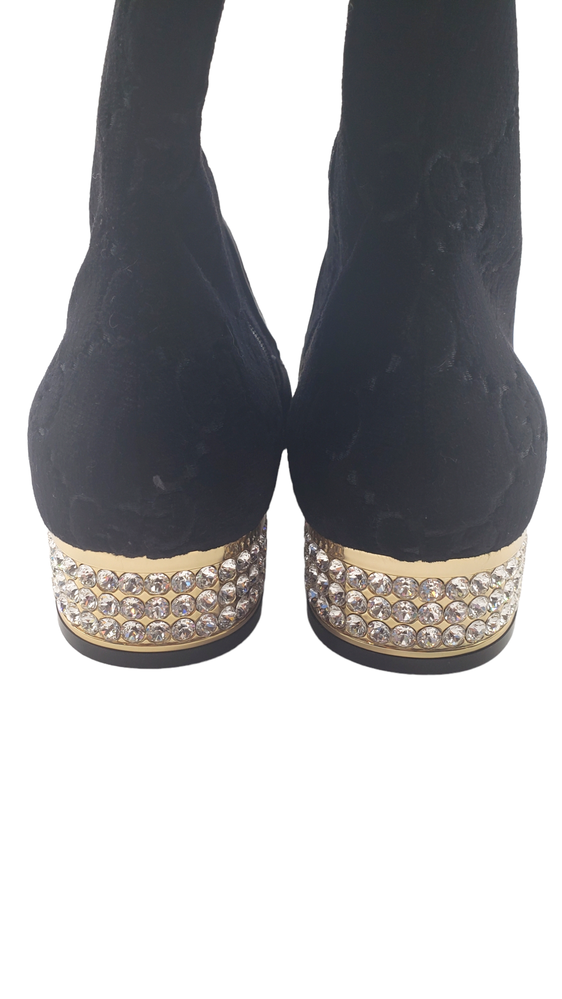 Gucci Black Black GG Velvet Horsebit Crystal Size 39 Boots