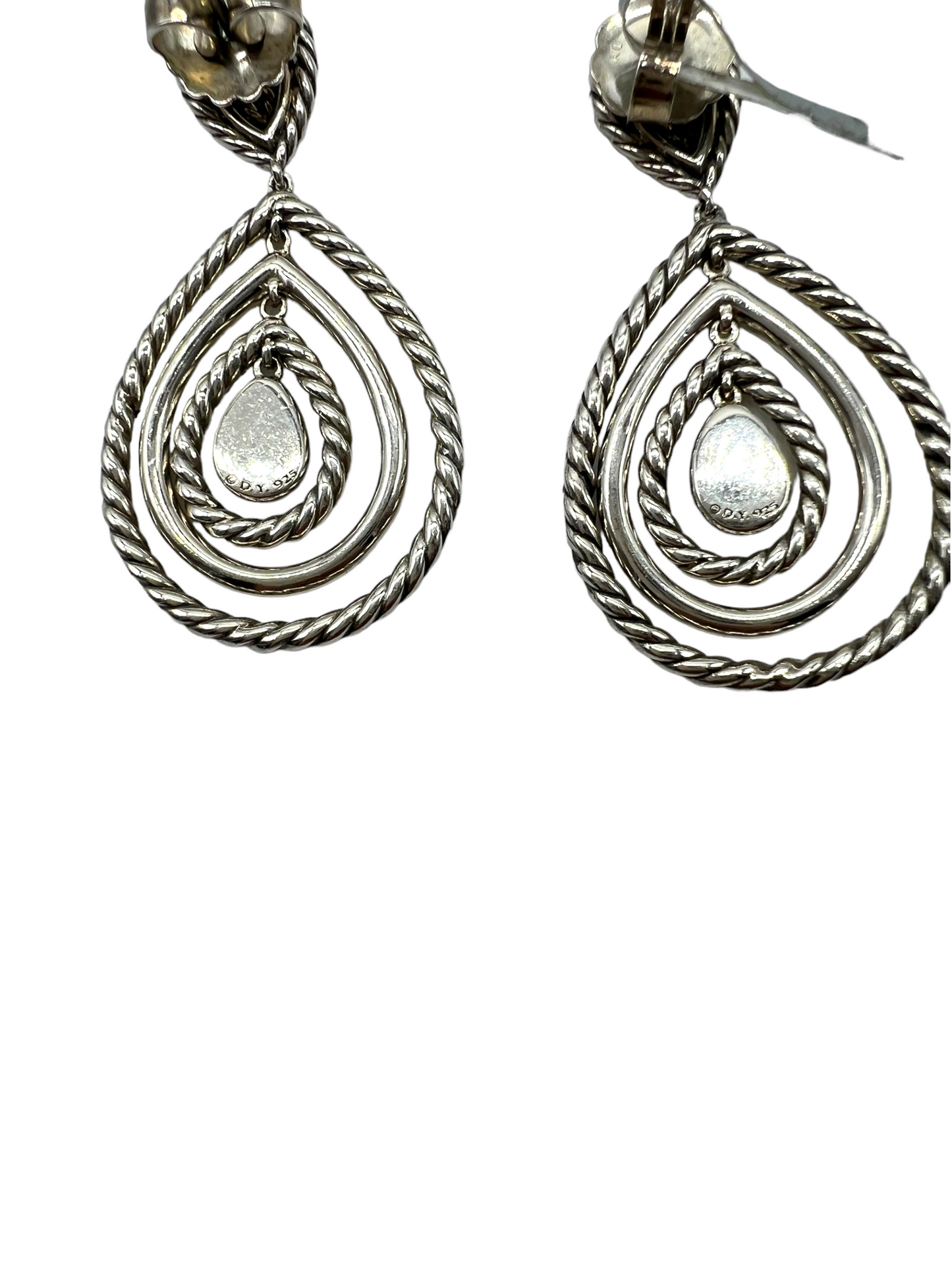 David Yurman Sterling Silver Cabled Diamond Hoop Earrings