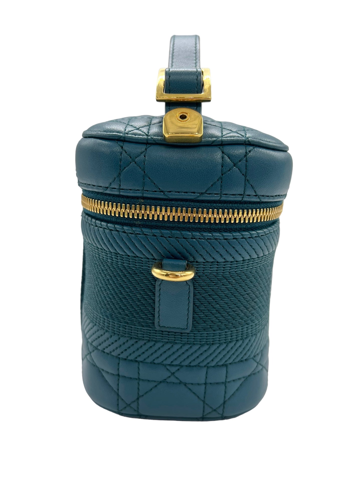 Dior Teal Lambskin Small Cannage Diortravel Vanity Case