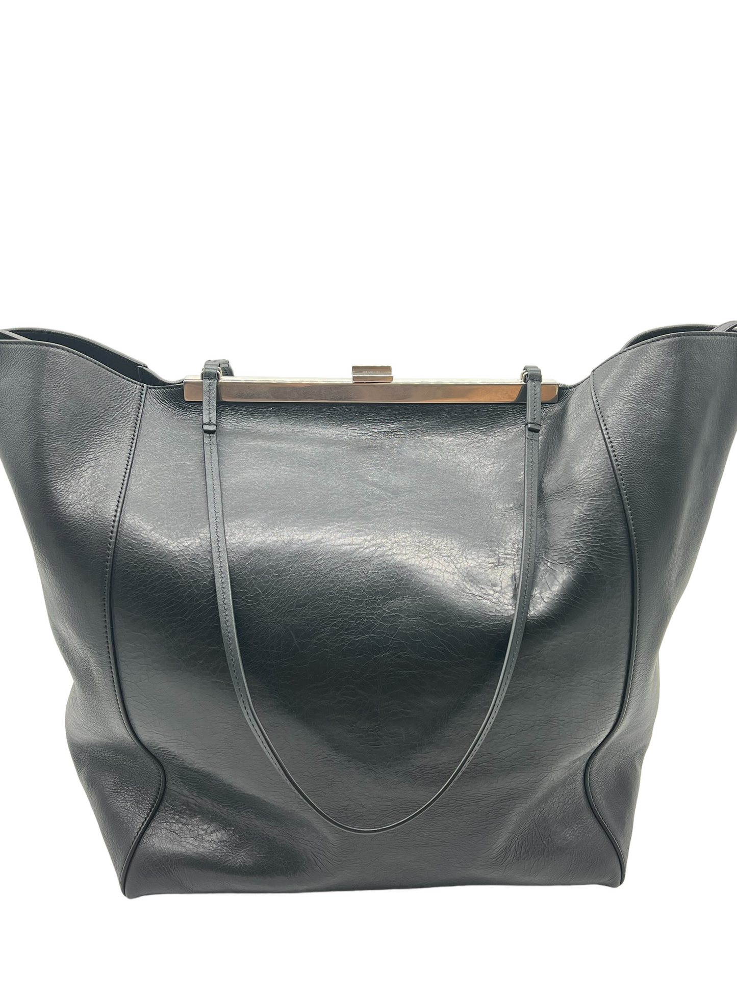 Celine Black Calfskin Large Cabas Clasp Tote