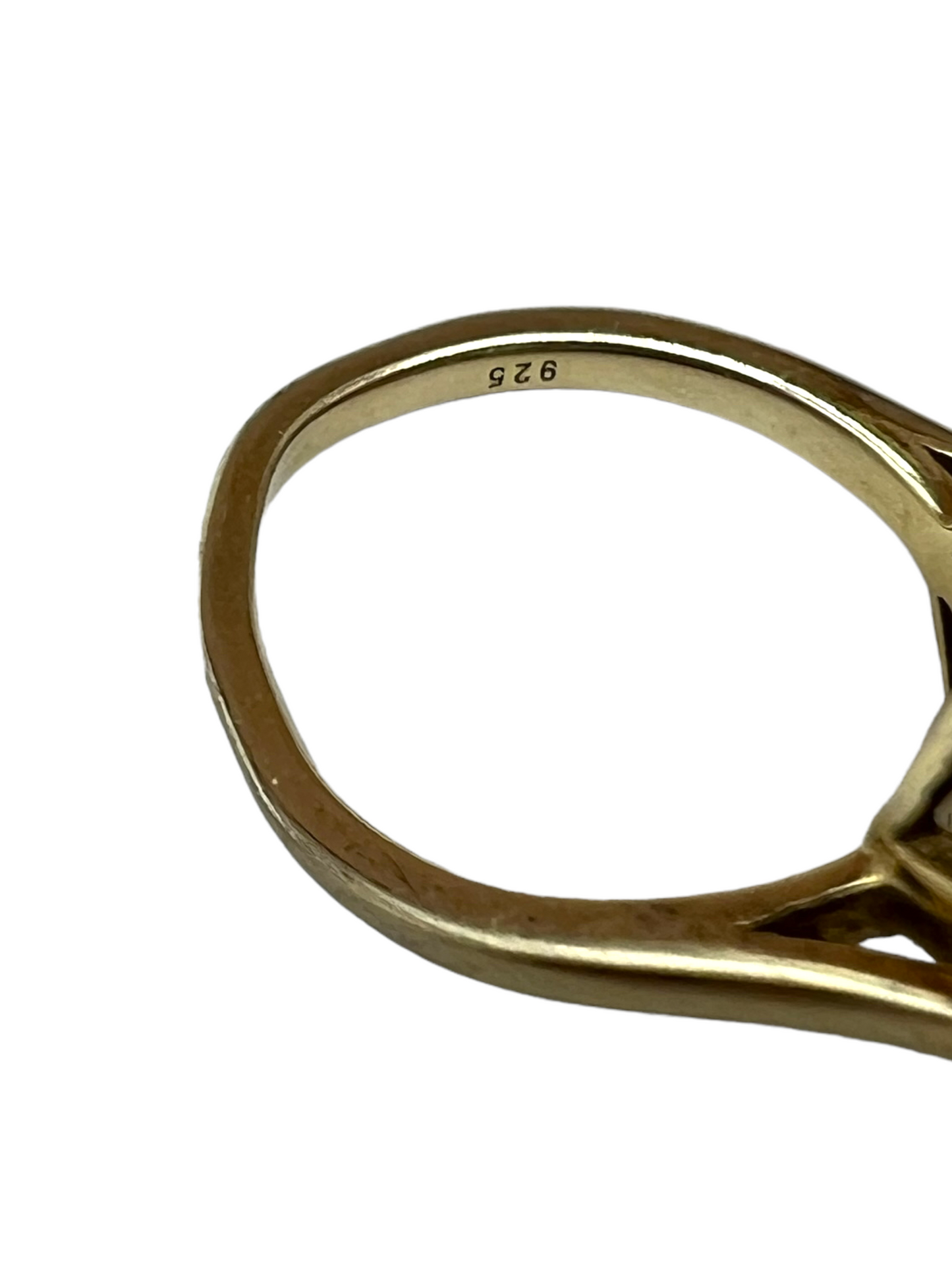 Michael Drechsler Gold Plated Sterling Silver Pave Diamond Size 7 Pyramid Cuff Ring