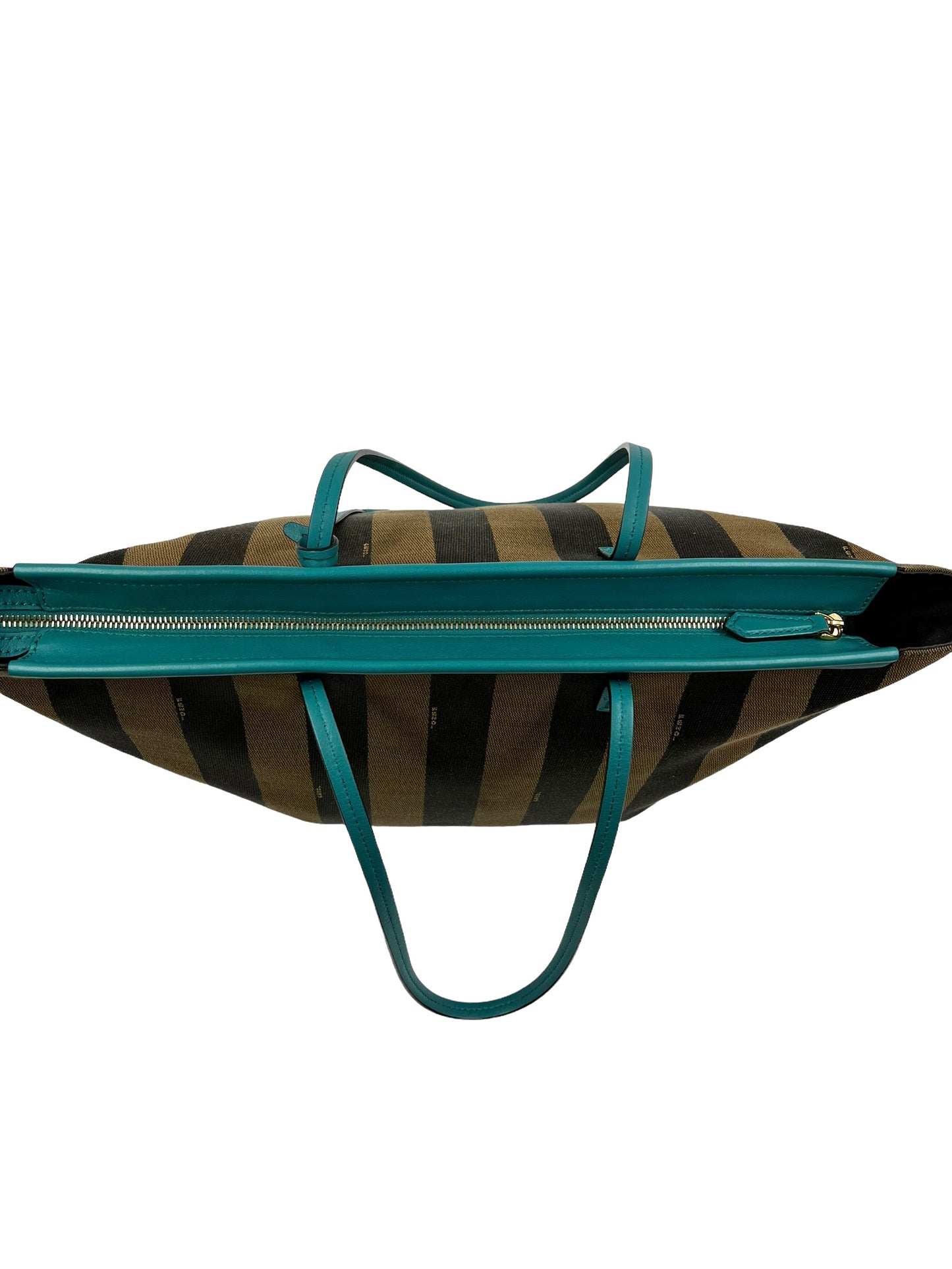 Fendi Turquoise Pequin Stripe Roll Tote