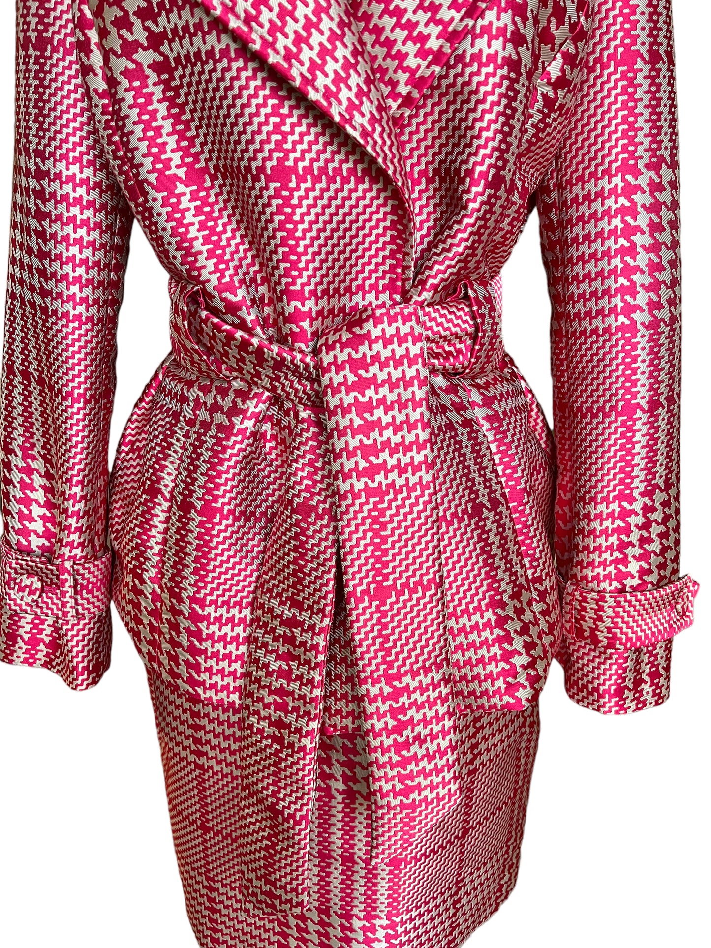 White House Black Market Size S Bright Rose/Pumice Houndstooth Skirt Set