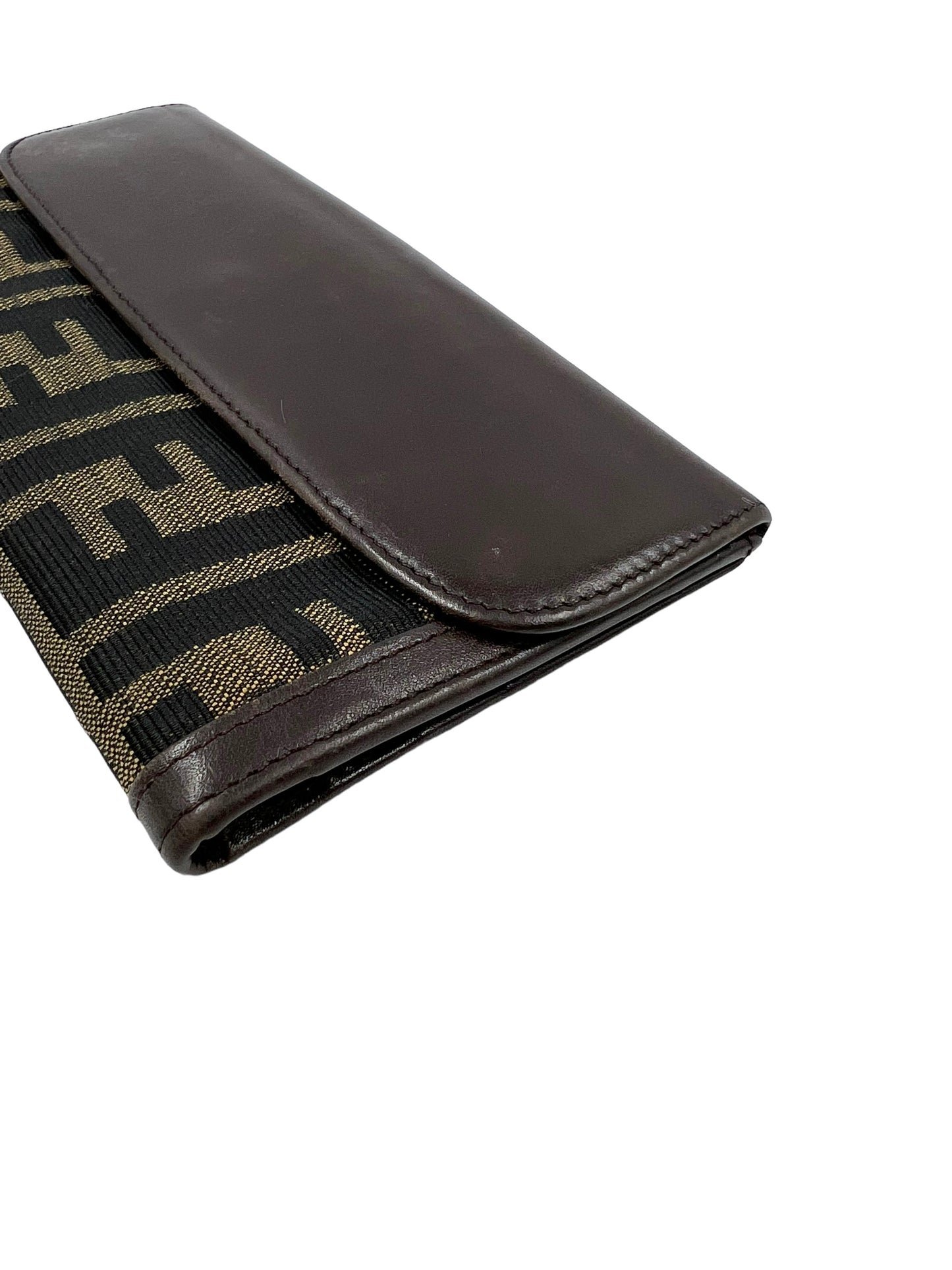 Fendi Zucca Print Canvas Leather Front Flap Wallet