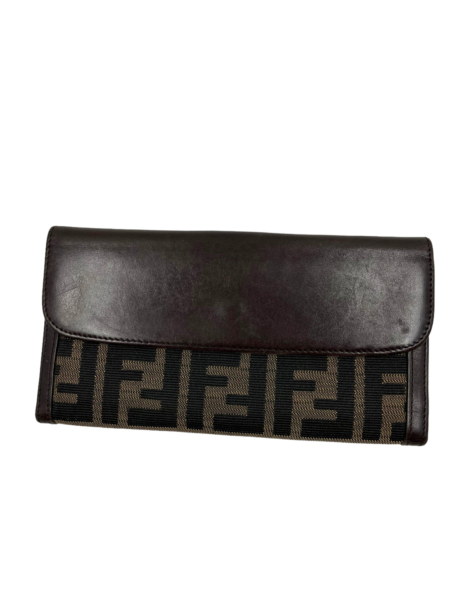 Fendi Zucca Print Canvas Leather Front Flap Wallet