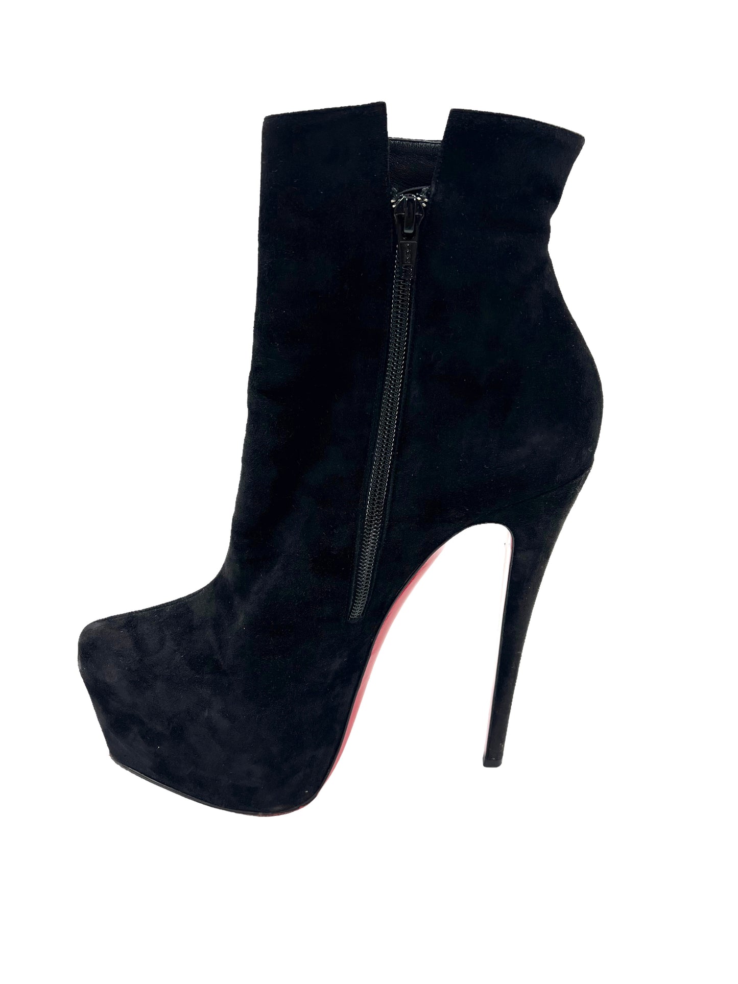 Christian Louboutin Size 40 Black Suede Daf Booty 160 Booties