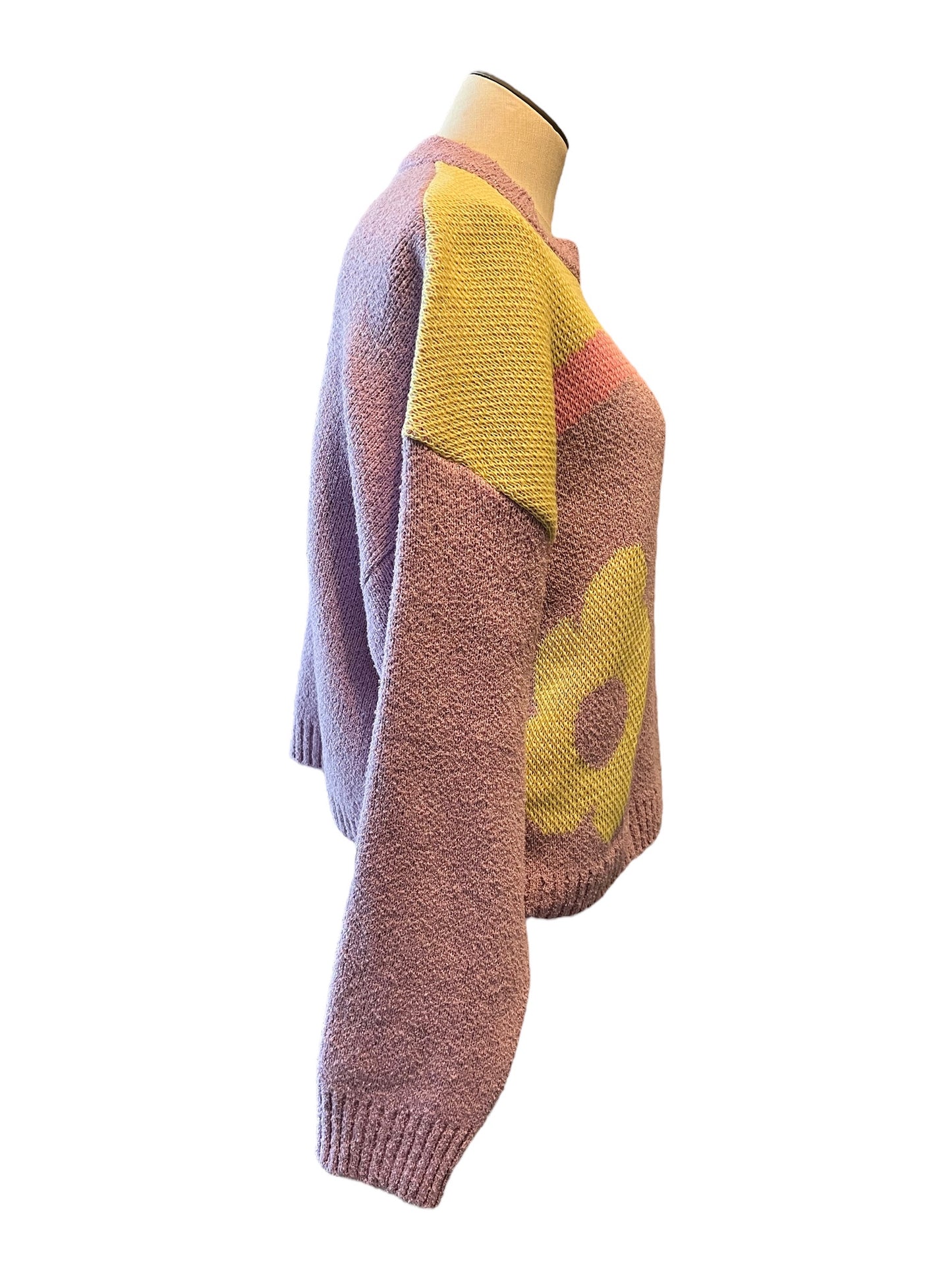 Zara Size M Retro Purple & Yellow Flower Sweater